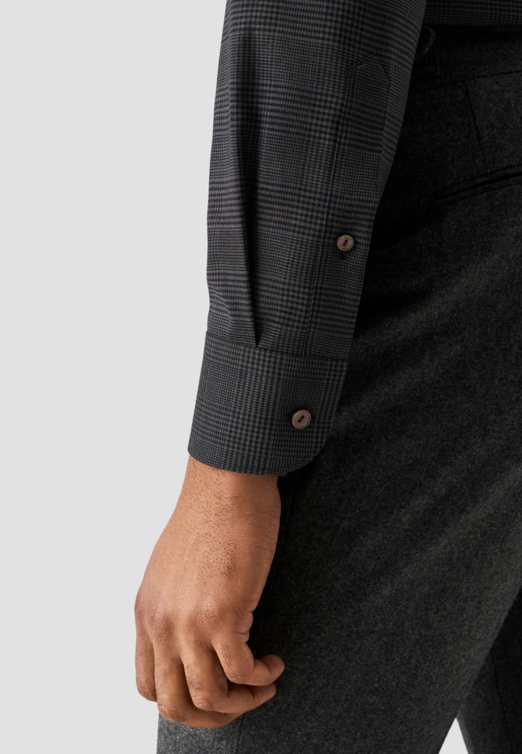 Check 120 Merino Wool Shirt-15.5-GREY-ETON OF SWEDEN-Levy's Clothier