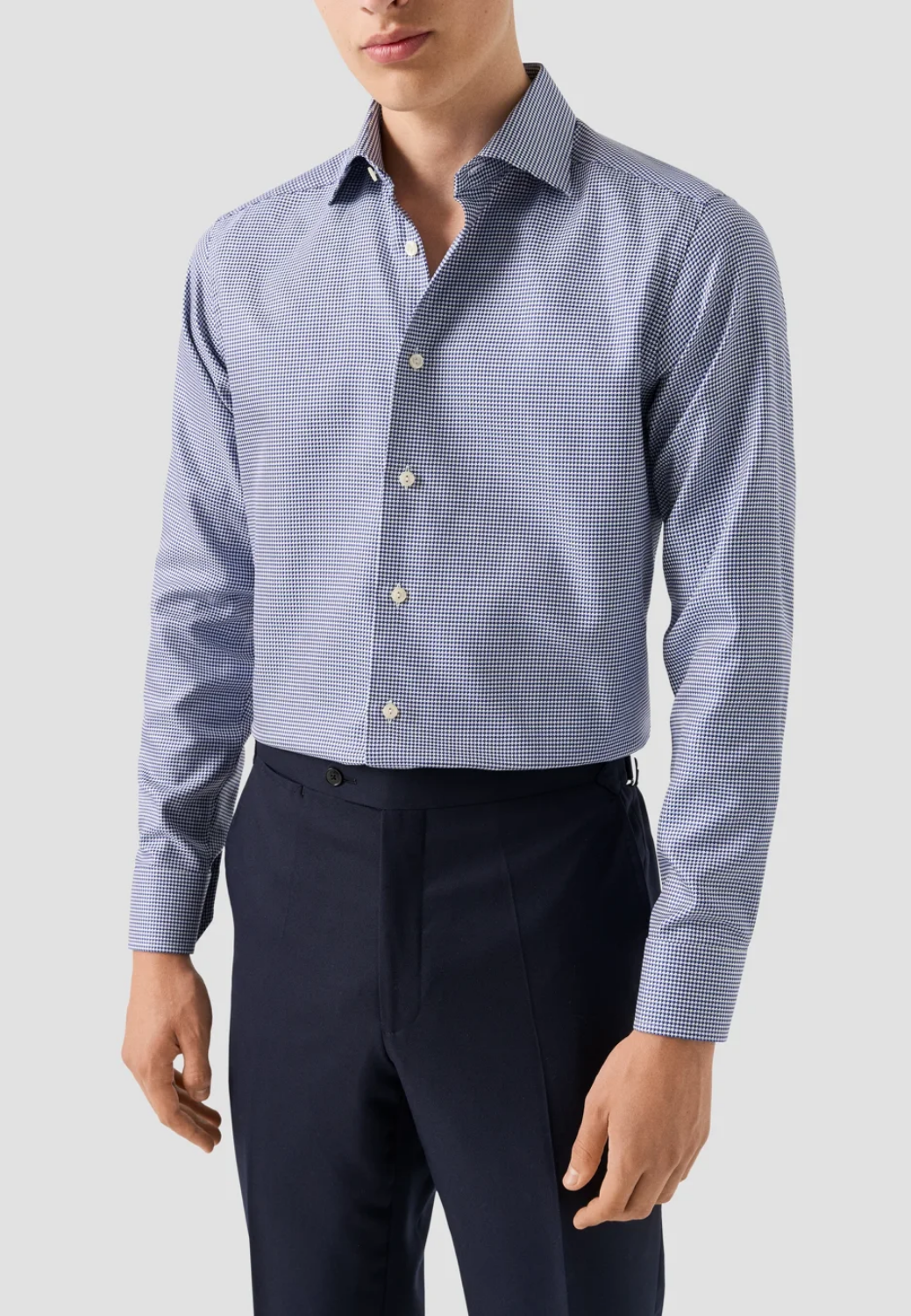 Houndstooth King Twill Shirt - Blue-15.5-BLUE-ETON OF SWEDEN-Levy's Clothier
