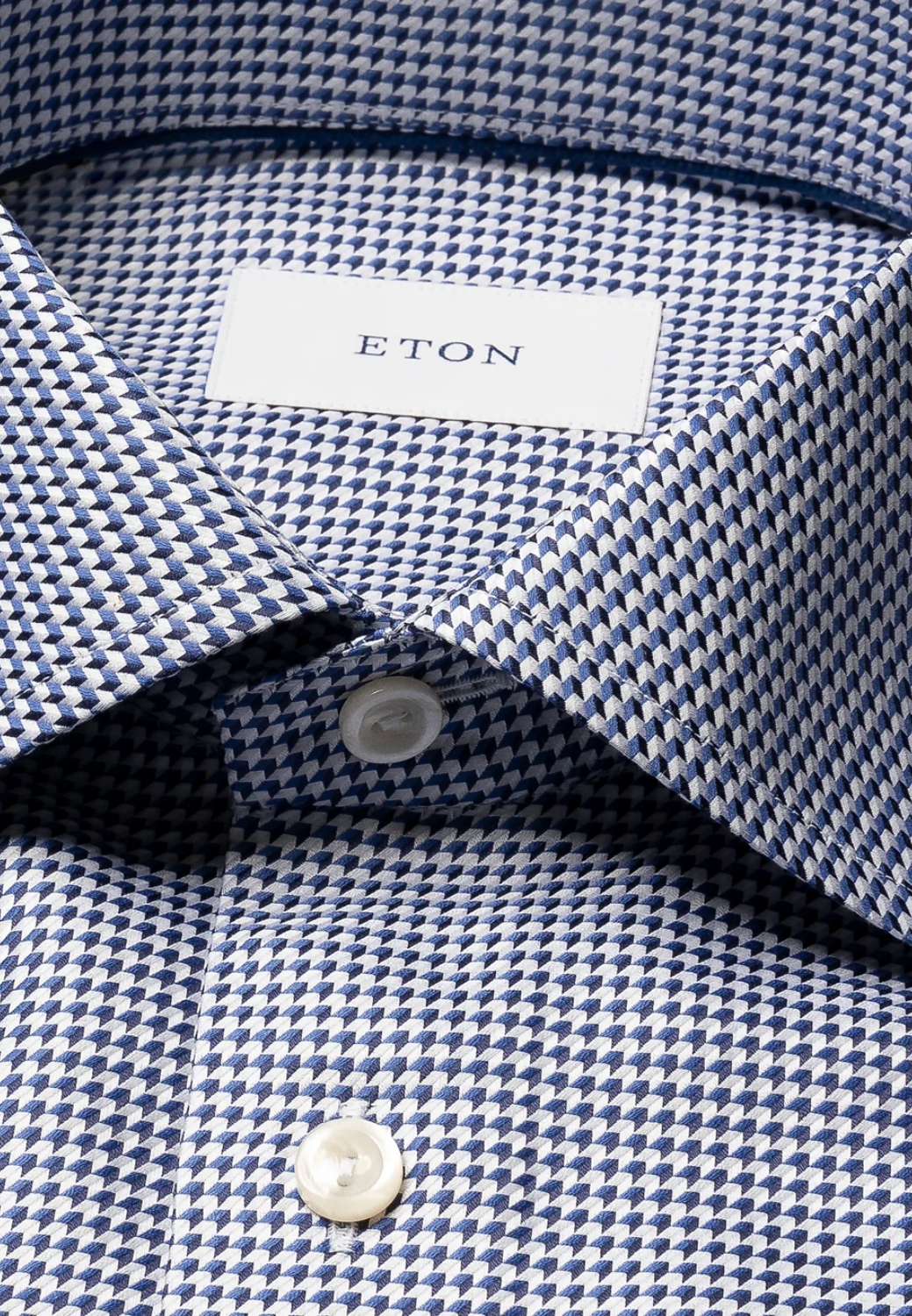 Houndstooth King Twill Shirt - Blue-15.5-BLUE-ETON OF SWEDEN-Levy's Clothier