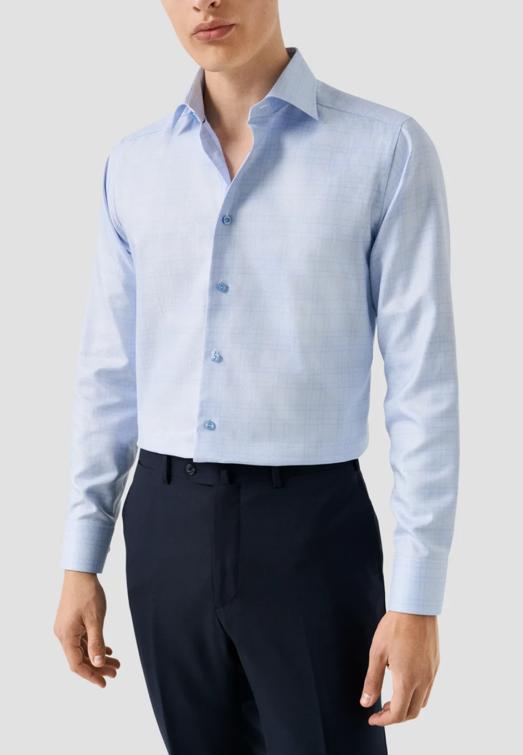Check King Twill Shirt - Blue-15.5-BLUE-ETON OF SWEDEN-Levy's Clothier