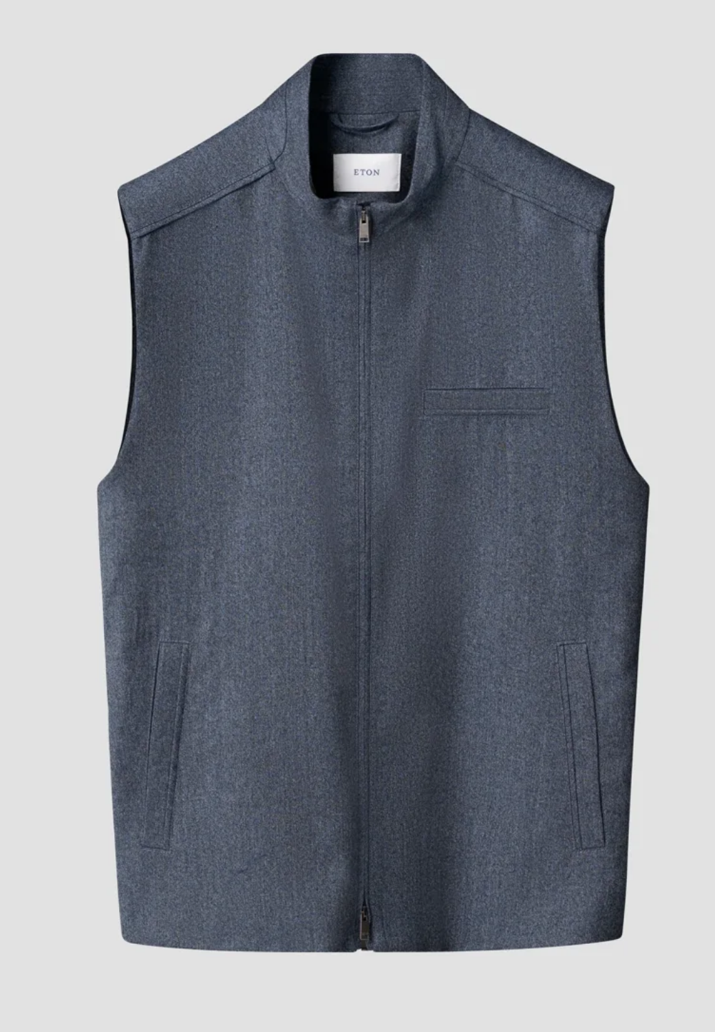 Solid Wool Flannel Vest - Blue-M-28-ETON OF SWEDEN-Levy's Clothier