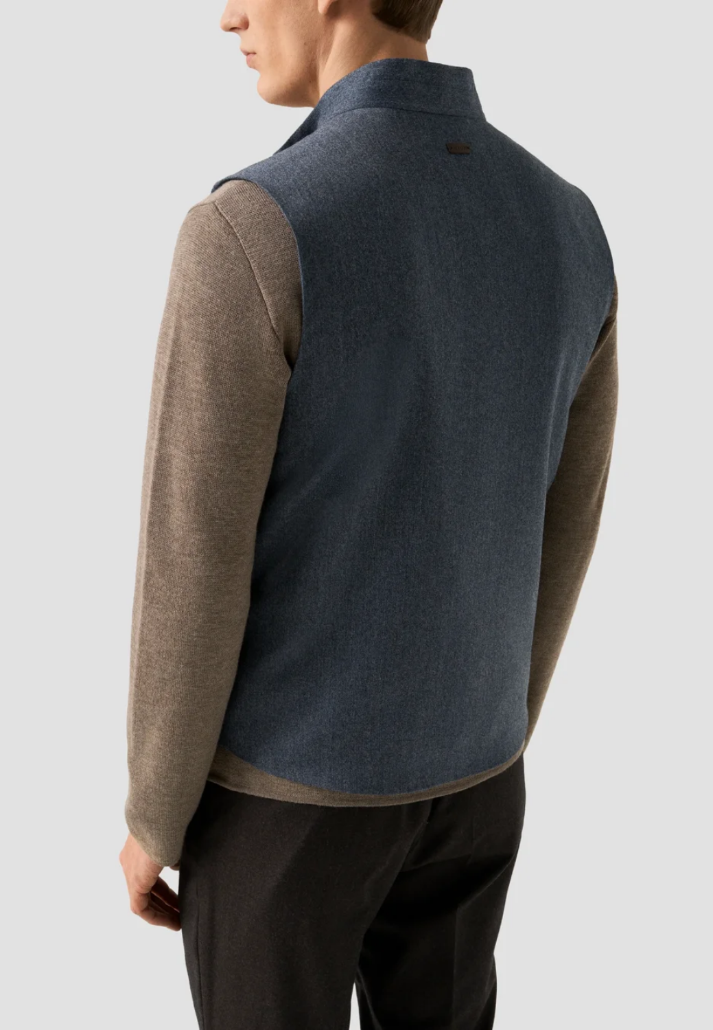 Solid Wool Flannel Vest - Blue-M-28-ETON OF SWEDEN-Levy's Clothier