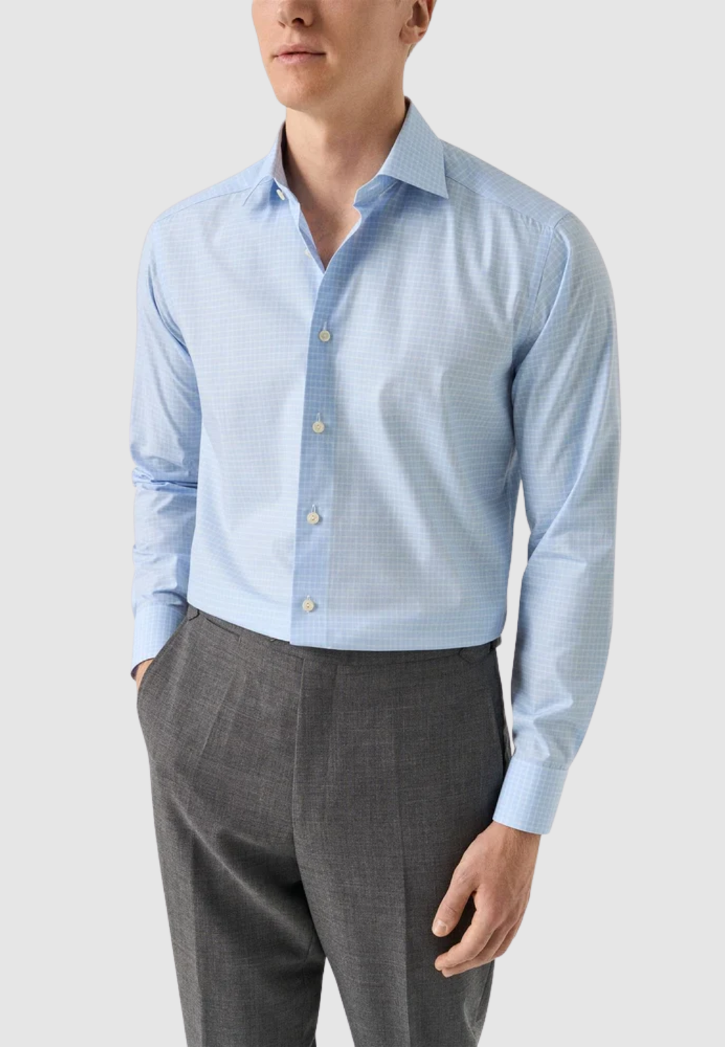 Contemporary Check Fine Twill Shirt-15.5-LIGHT BLUE-ETON OF SWEDEN-Levy's Clothier