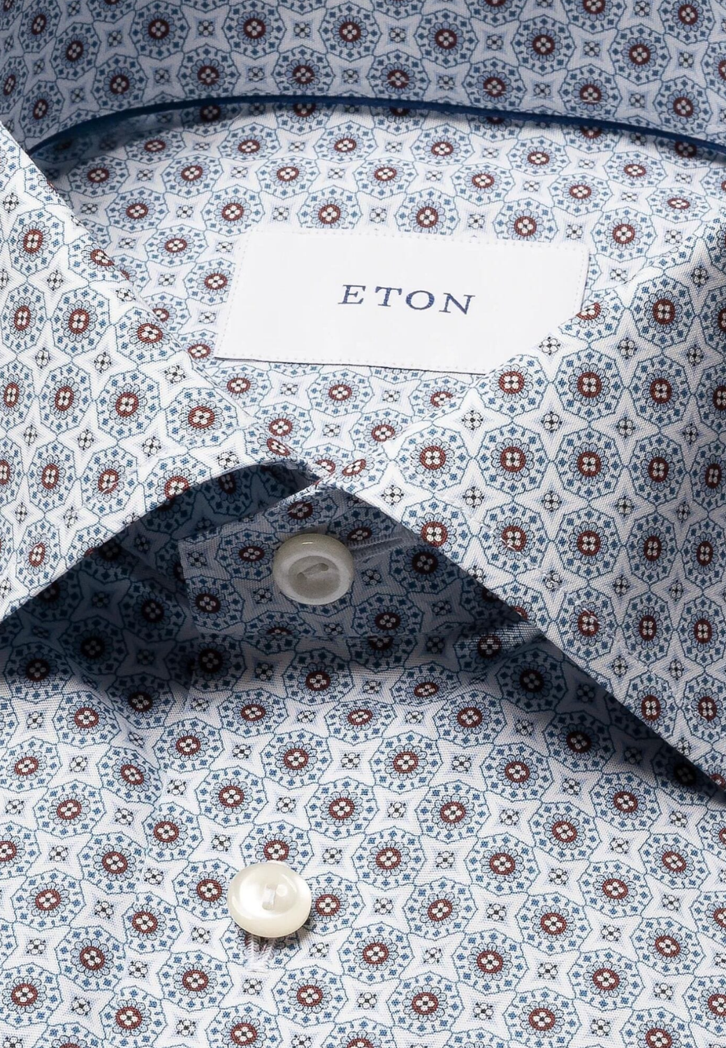Contemporary Fit Shirt Geo-Print - Blue-16-ETON OF SWEDEN-Levy's Clothier