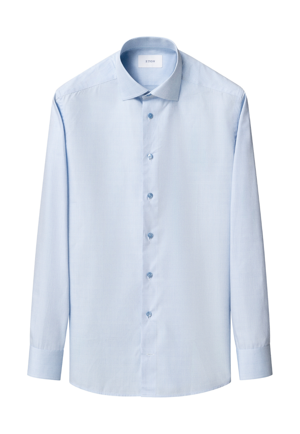 Prince of Wales Check Twill Shirt-15.5-LIGHT BLUE-ETON OF SWEDEN-Levy's Clothier