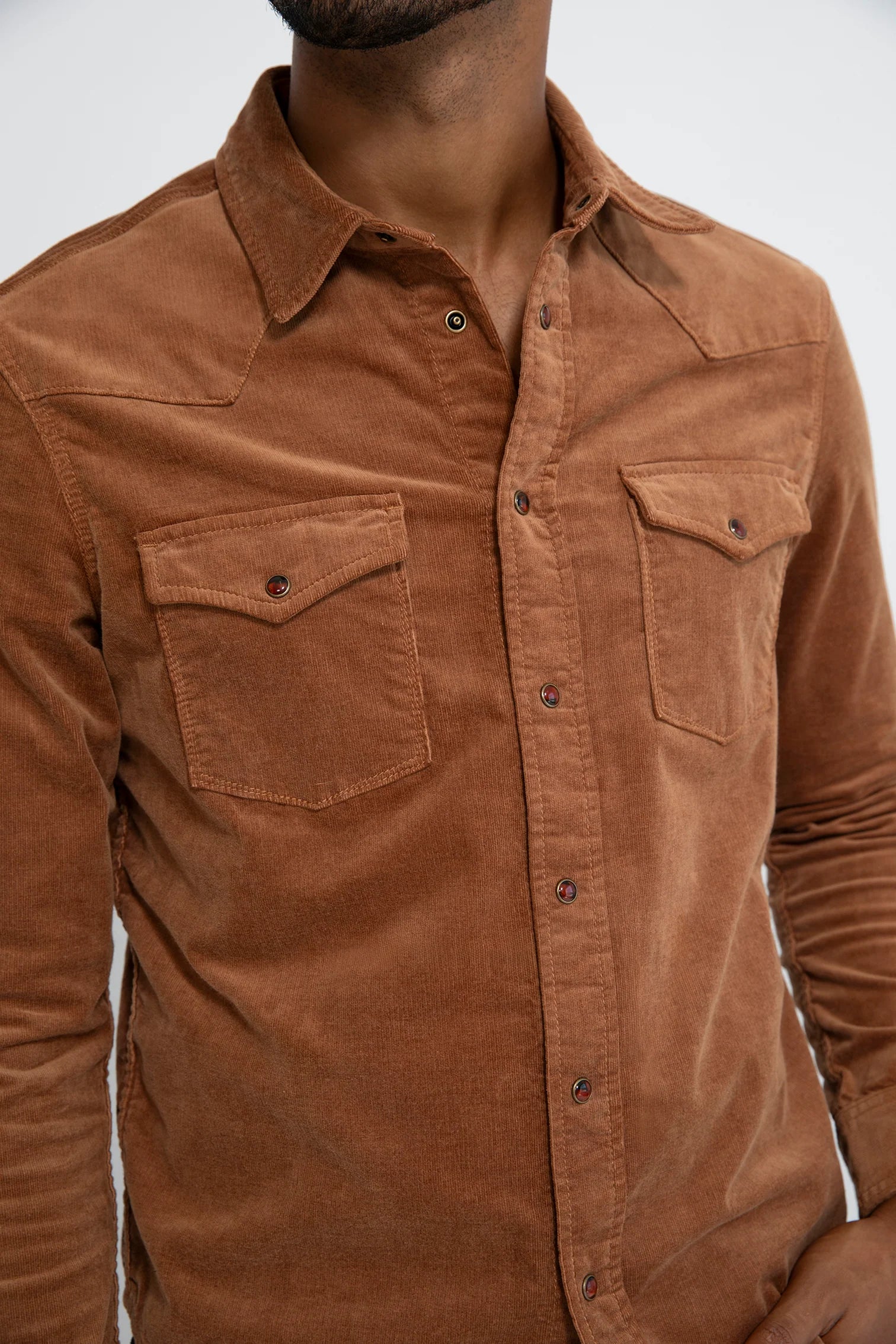 Eastwood Needle Cord Button Down Shirt Saddle