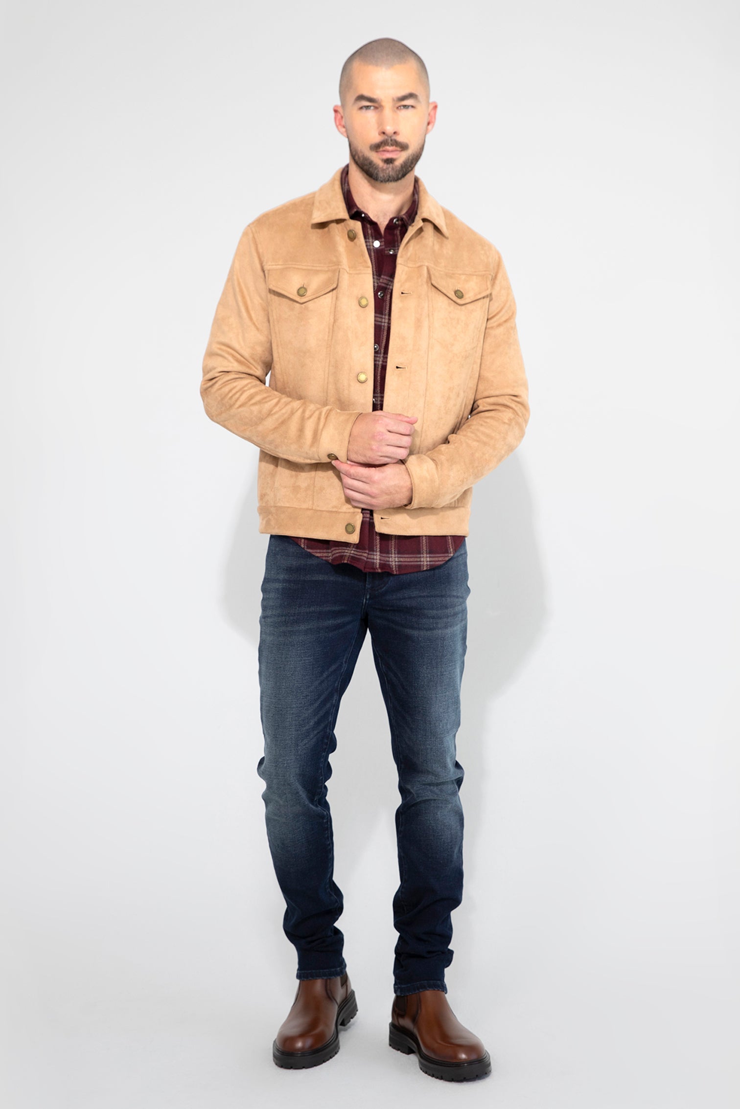 Dean Butter Suede Khaki Trucker Jacket-Khaki-XS-MONFRÈRE-Levy's Clothier