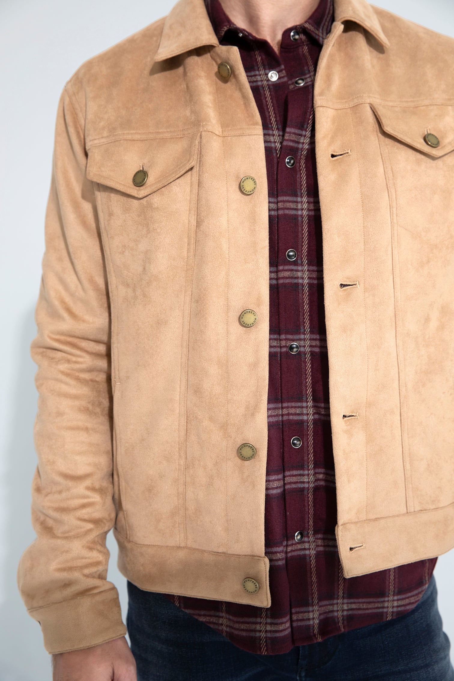 Dean Butter Suede Khaki Trucker Jacket-Khaki-XS-MONFRÈRE-Levy's Clothier