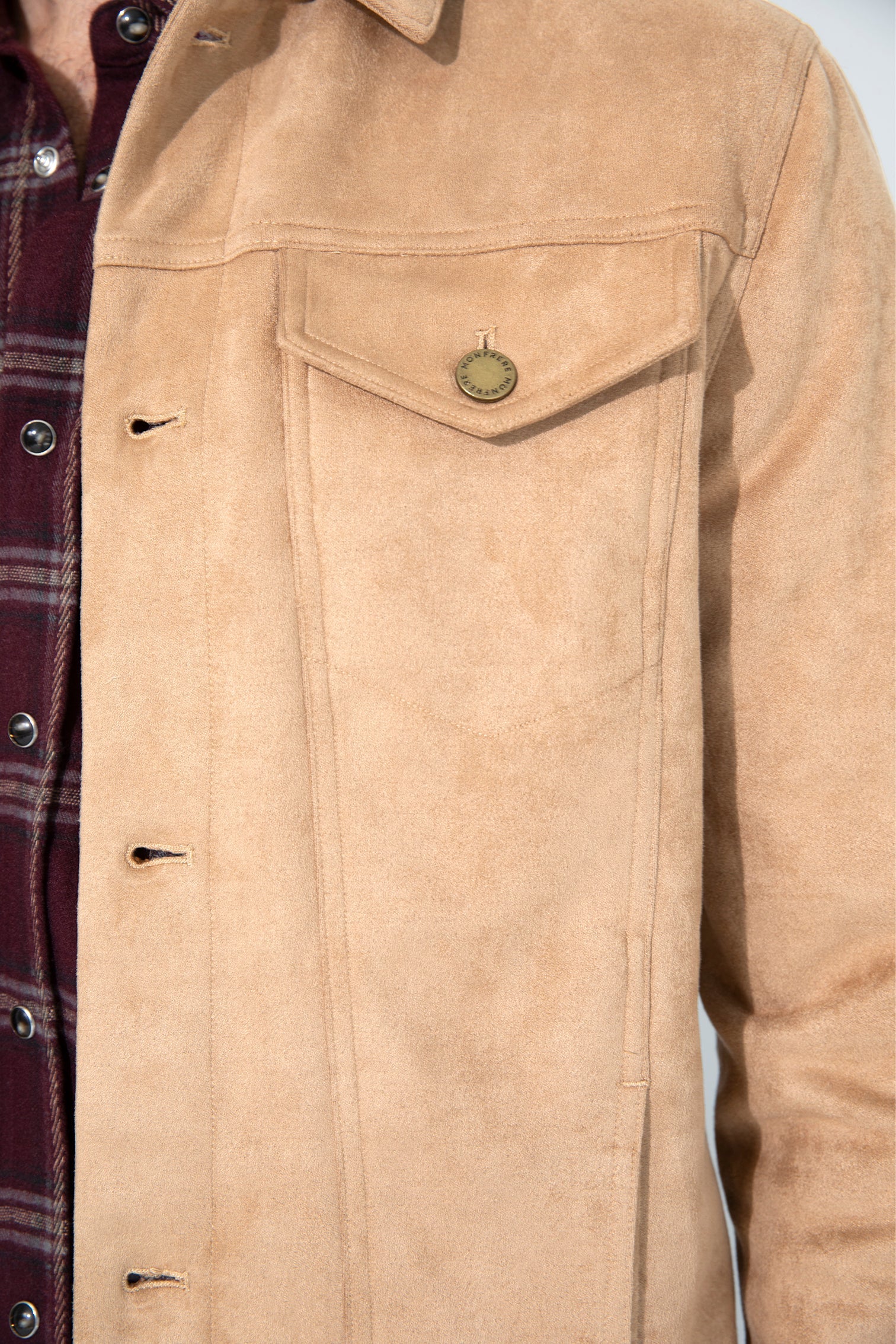 Dean Butter Suede Khaki Trucker Jacket-Khaki-XS-MONFRÈRE-Levy's Clothier