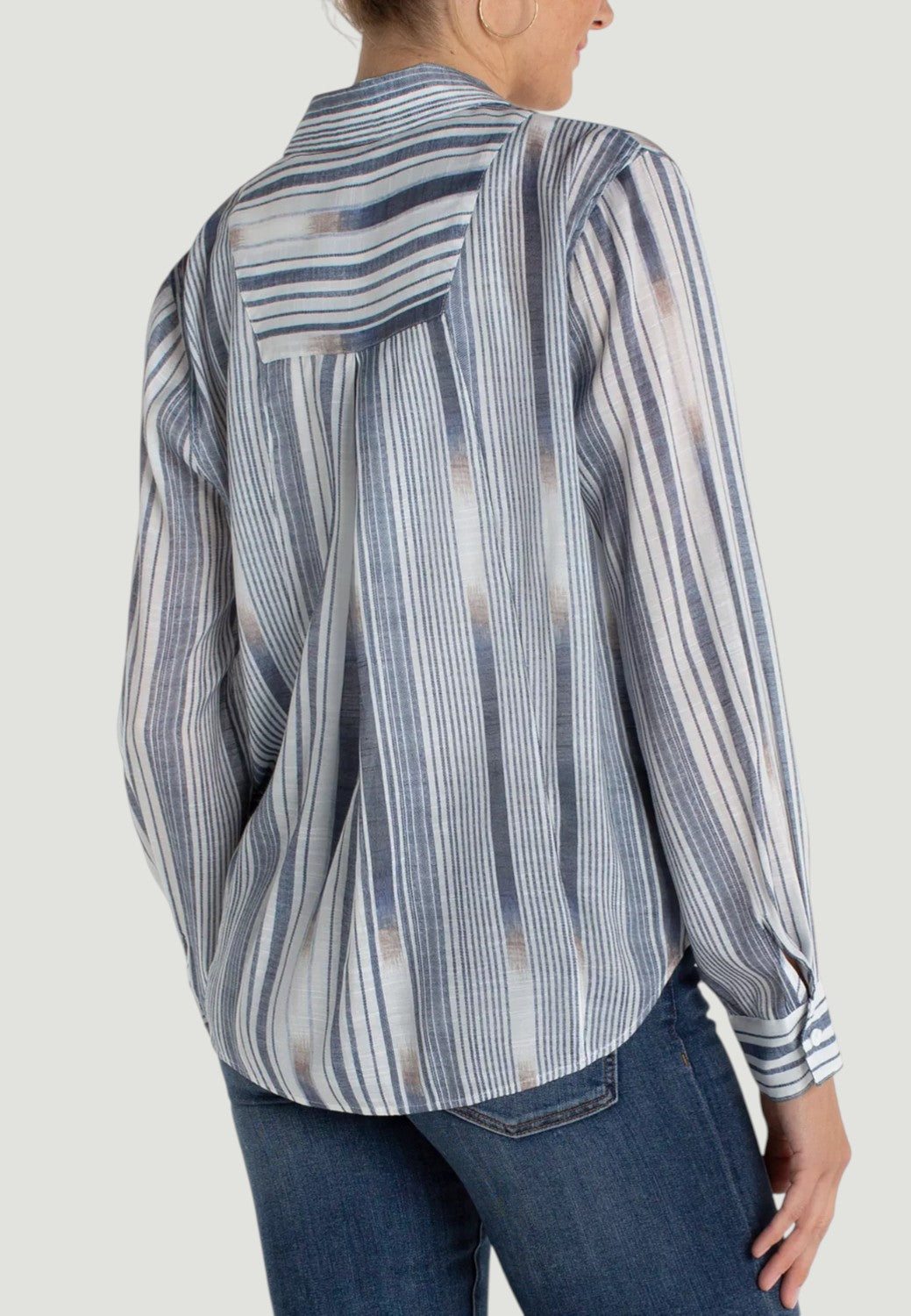 Long Sleeve Button Front Woven Shirt - White Chambray Stripe-XS-WHITE CHAMBRAY-LIVERPOOL-Levy's Clothier
