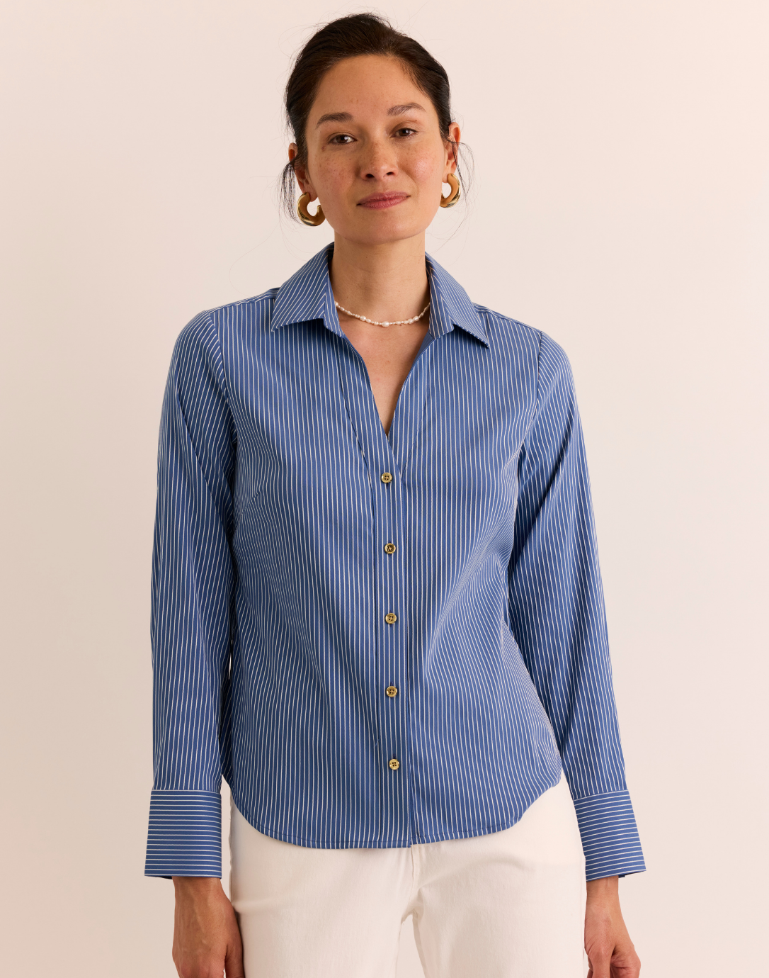 Hinson Wu Lindsey Long Sleeve Ribbon Stripe Shirt-XS-Blue/White-HINSON WU-Levy's Clothier