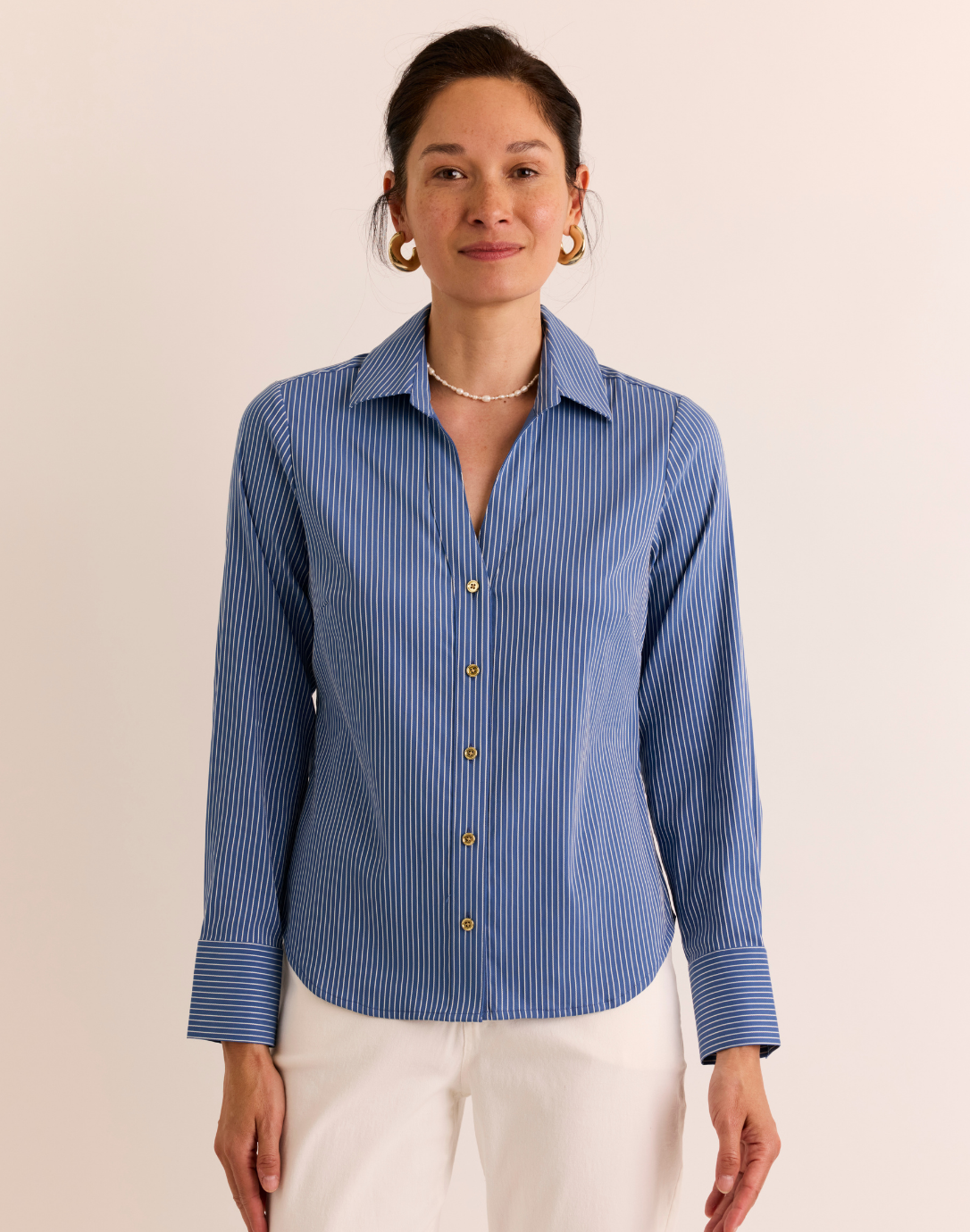 Hinson Wu Lindsey Long Sleeve Ribbon Stripe Shirt-XS-Blue/White-HINSON WU-Levy's Clothier