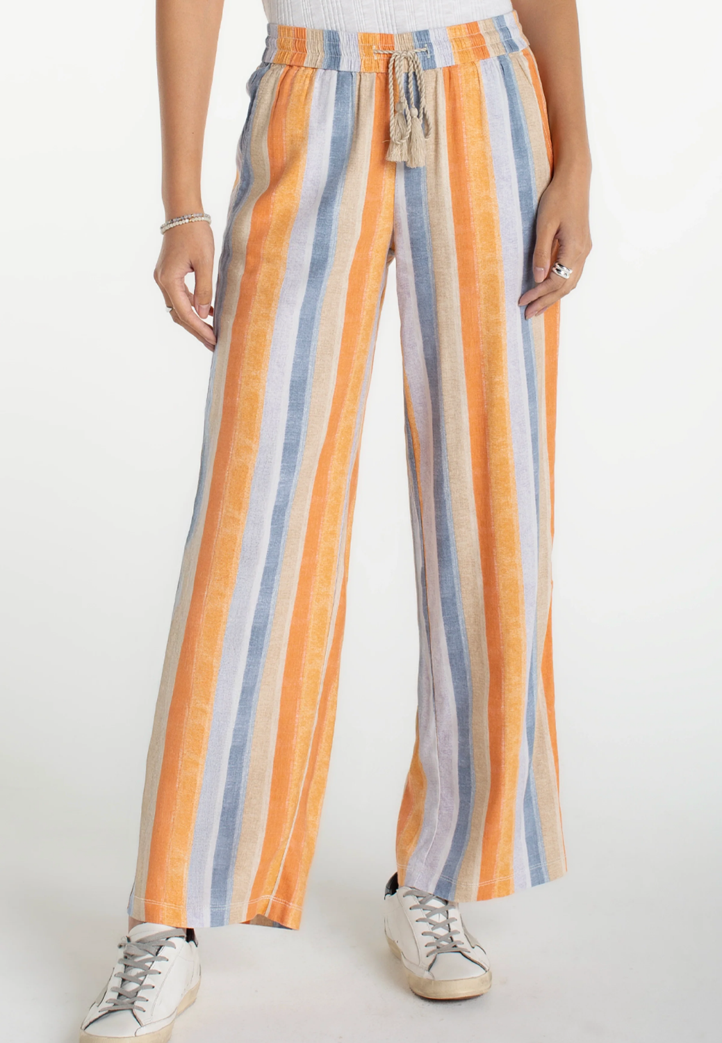 Pull on Drawstring Waistband Wide Leg Pant