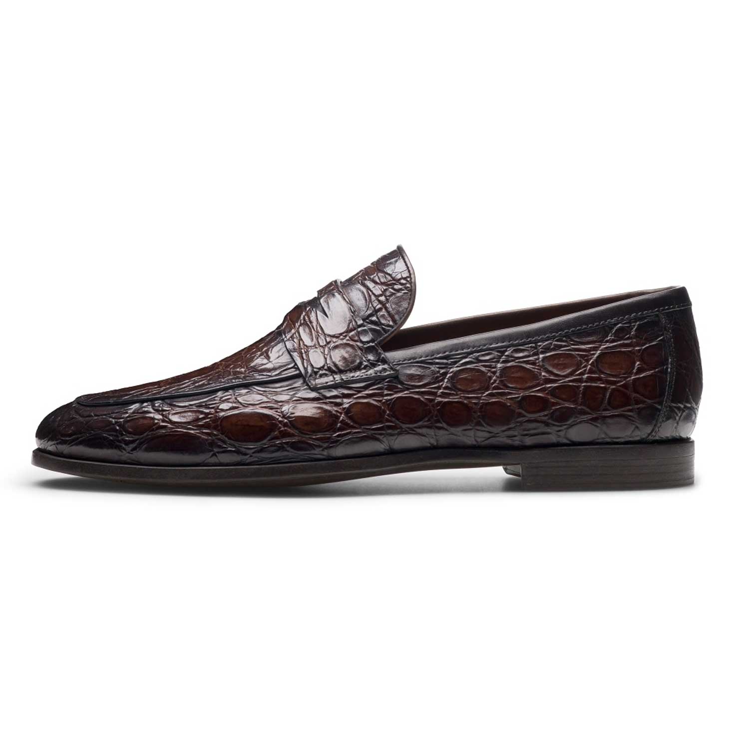 Vicente Crocodile Penny Loafer-7 M-Brown-Magnanni-Levy's Clothier
