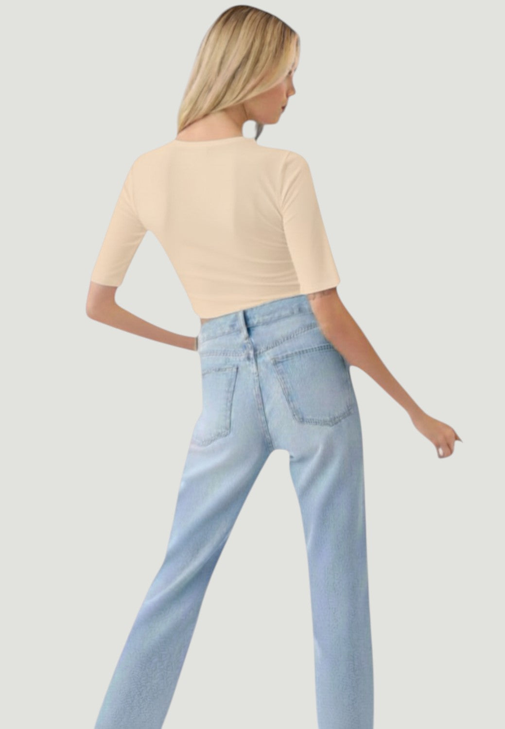 Soft Touch Elbow Sleeve Scoop Neck T-Shirt - Ecru-XS-ECRU-MAJESTIC TEES-Levy's Clothier