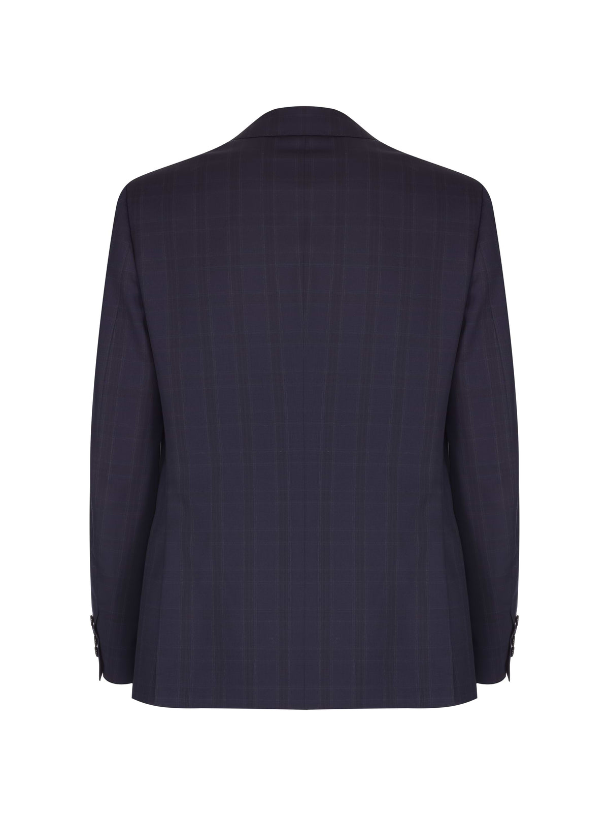 Woolen Plaided Suit - Navy