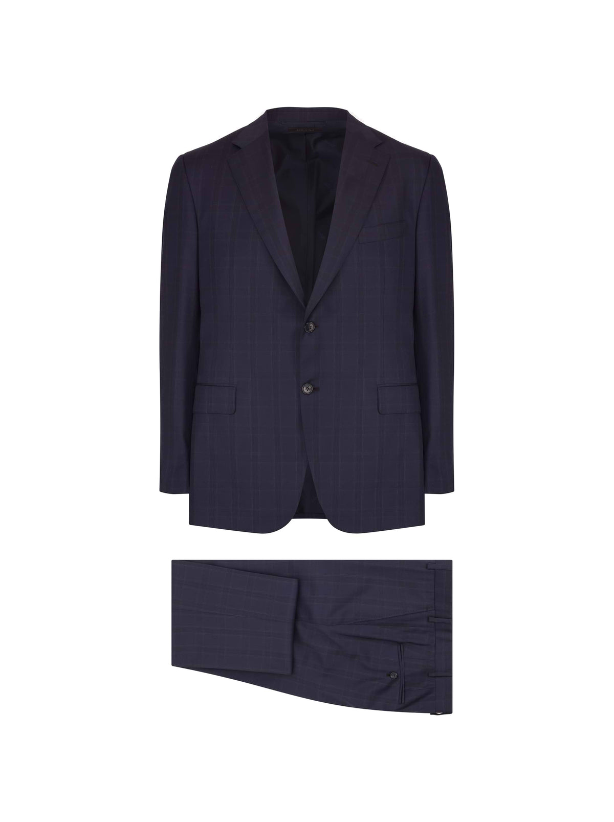 Woolen Plaided Suit - Navy