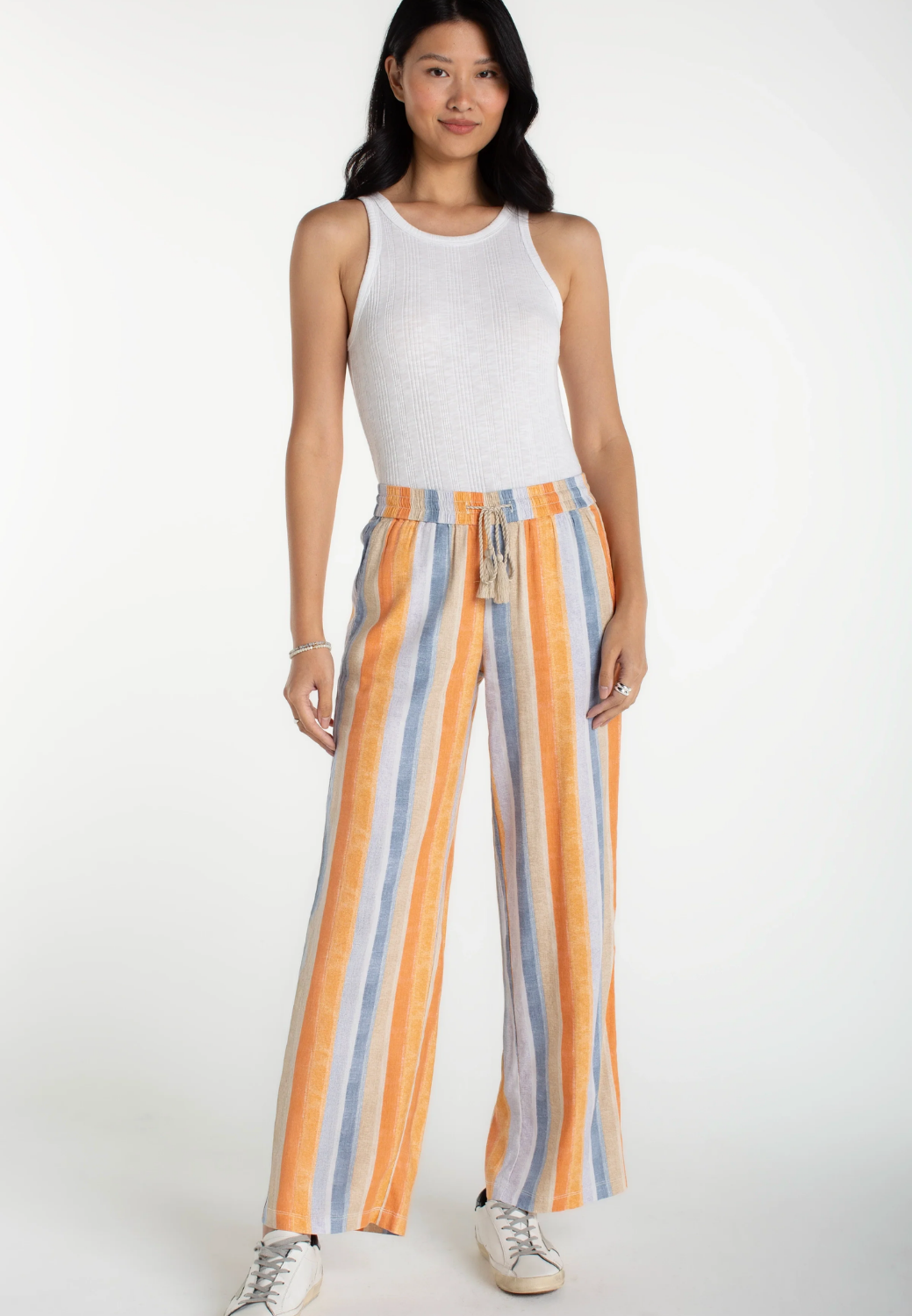Pull on Drawstring Waistband Wide Leg Pant