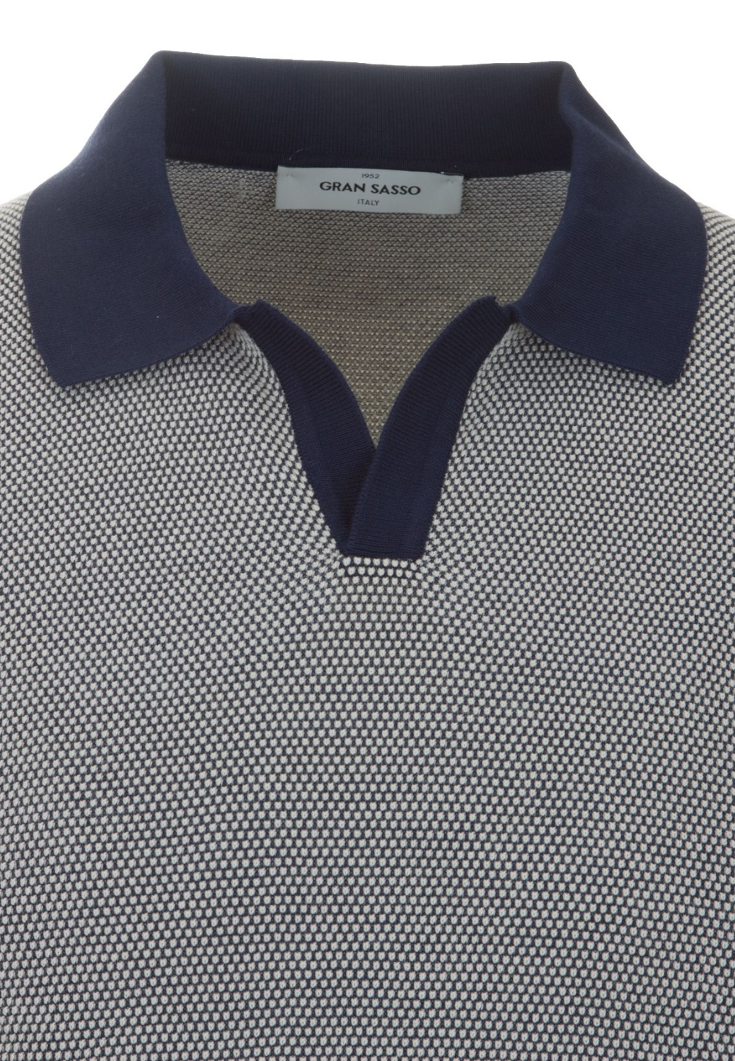 2 Tone Popcorn Stitch Polo Shirt-M-NAVY-GRAN SASSO-Levy's Clothier