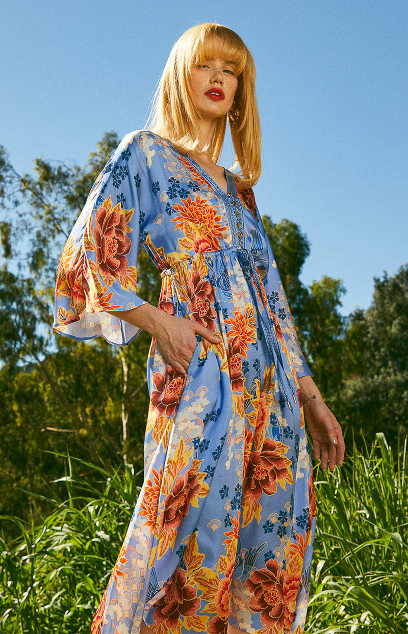Aoife Charmeuse Midi Dress-XS-Blue-HALE BOB-Levy's Clothier