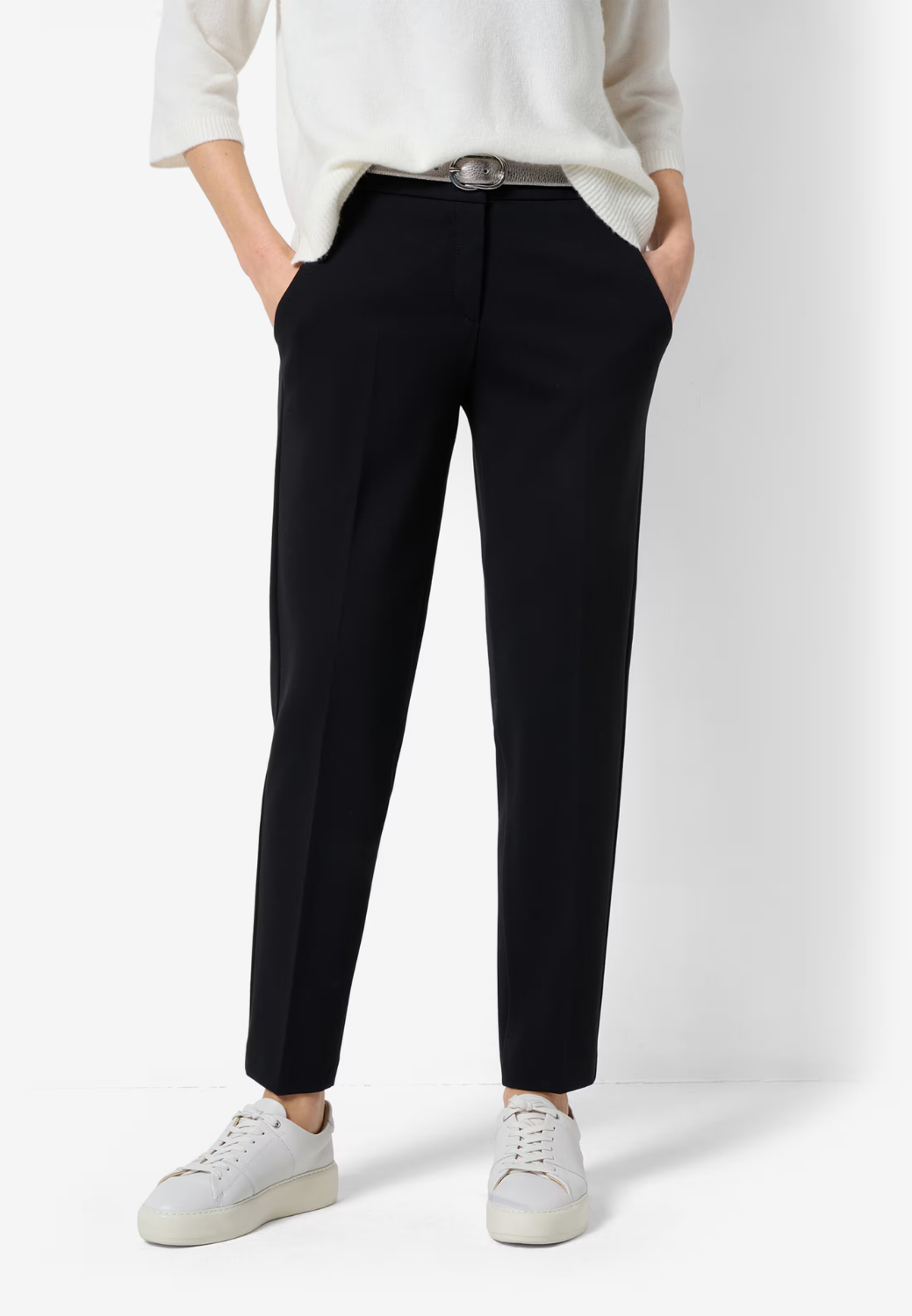 Maron S Fine Jersey Chino Pants-4-BLACK-BRAX TROUSERS-Levy's Clothier