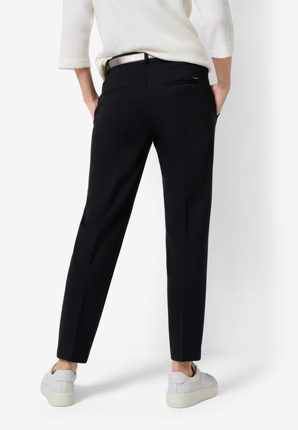 Maron S Fine Jersey Chino Pants-4-BLACK-BRAX TROUSERS-Levy's Clothier