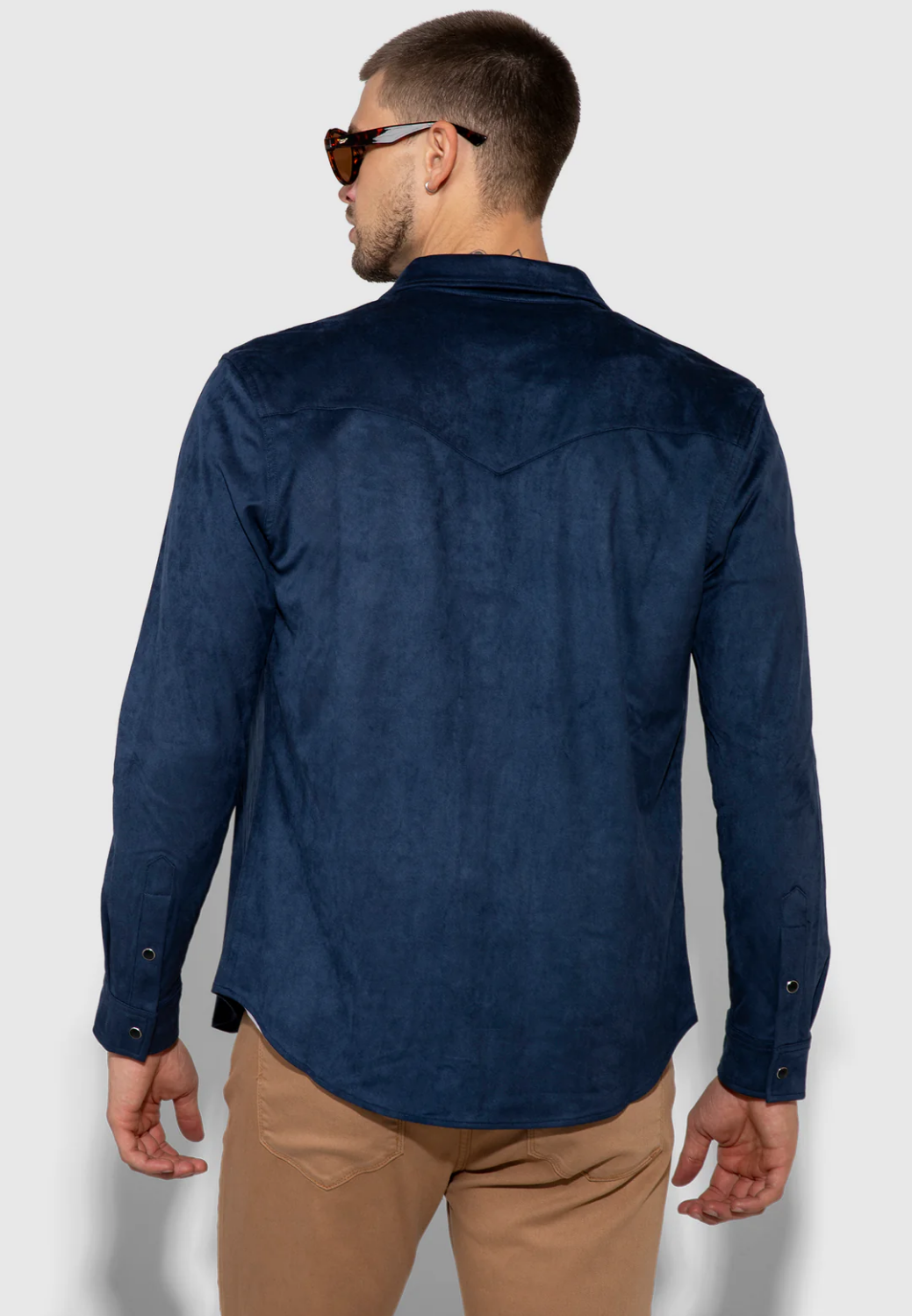 Eastwood Butter Suede Button-Down Shirt - Navy-M-MONFRÈRE-Levy's Clothier