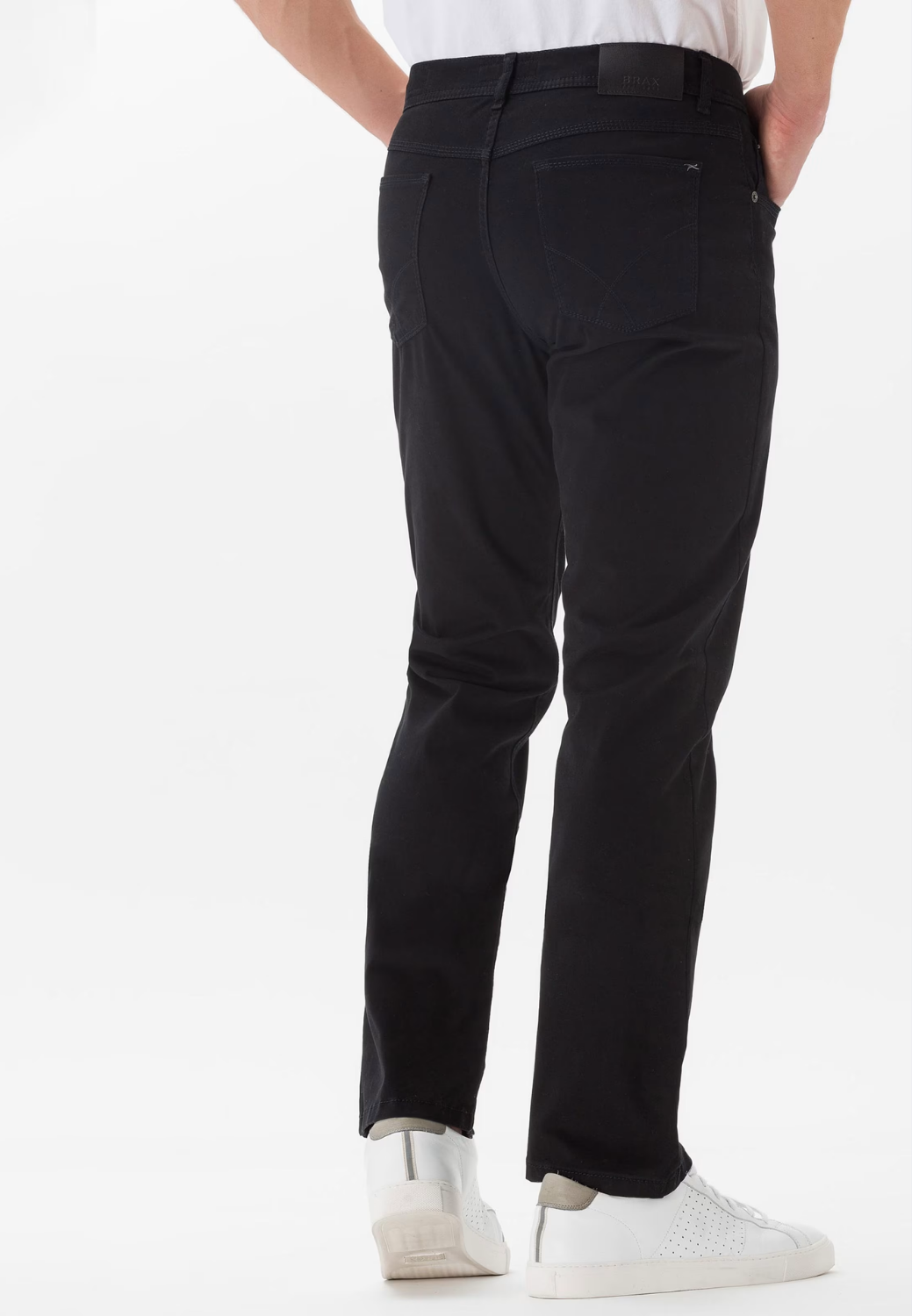 Cooper Fancy Marathon Satin Regular Fit Pants-32-BLACK-BRAX TROUSERS-Levy's Clothier