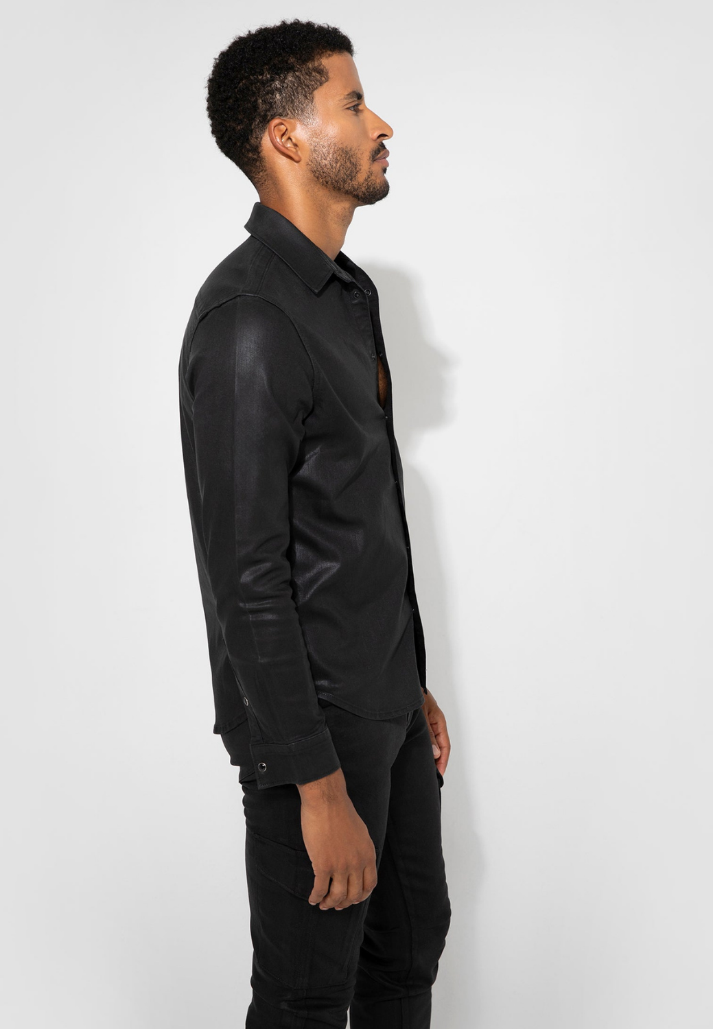 Cooper Coated Button Down Shirt - Noir-S-NOIR-MONFRÈRE-Levy's Clothier