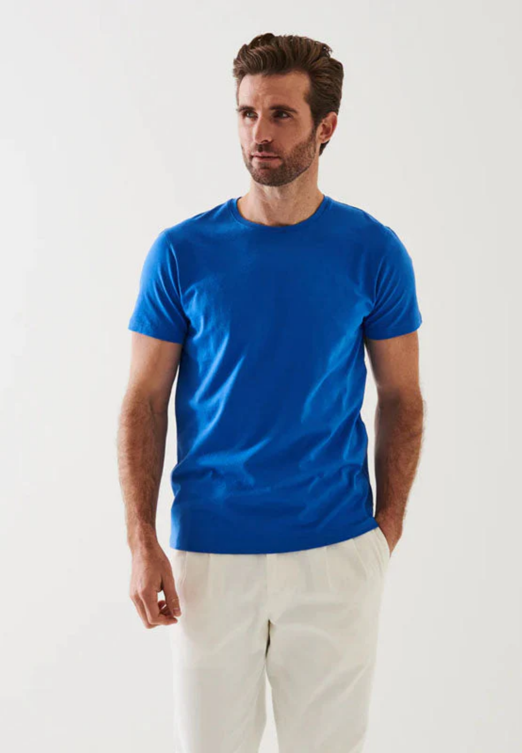 Pima Cotton Stretch V-Neck T-Shirt-S-ISLAND BLUE-PATRICK ASSARAF-Levy's Clothier