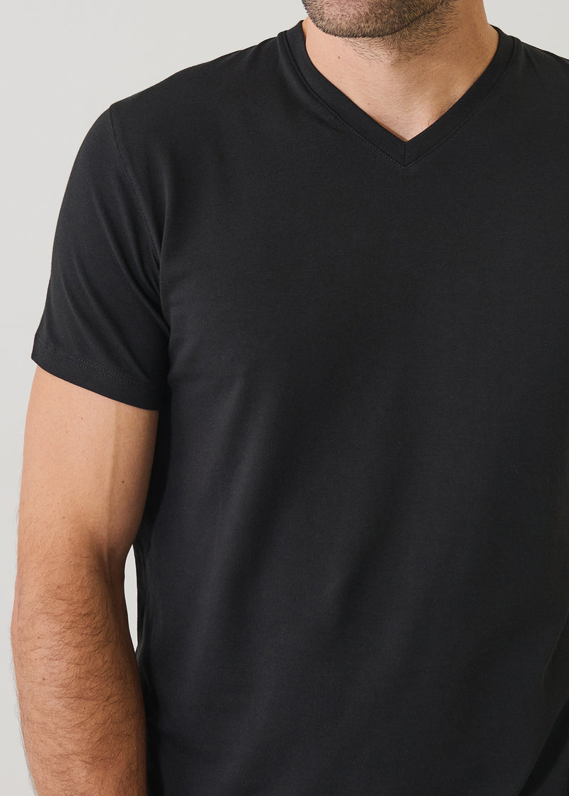 Pima Cotton Stretch V-Neck T-Shirt-S-NAVY-PATRICK ASSARAF-Levy's Clothier
