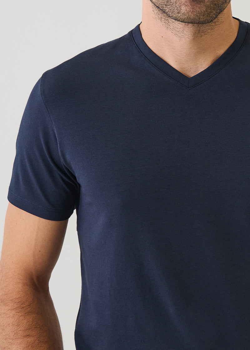 Pima Cotton Stretch V-Neck T-Shirt-S-NAVY-PATRICK ASSARAF-Levy's Clothier