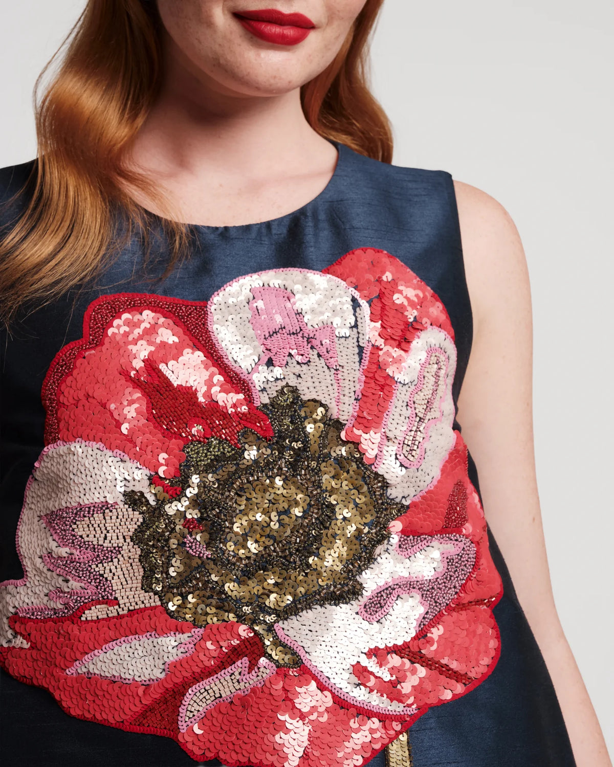 Alice Shift Dress | Sequin Flower Paridise Poppy