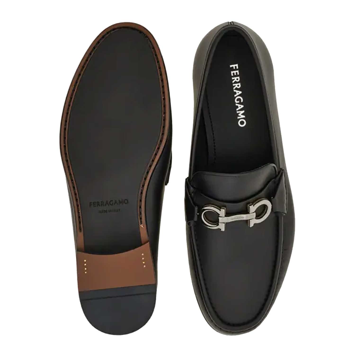 Avril Gancini Loafer-6 E-Black-Ferragamo-Levy's Clothier