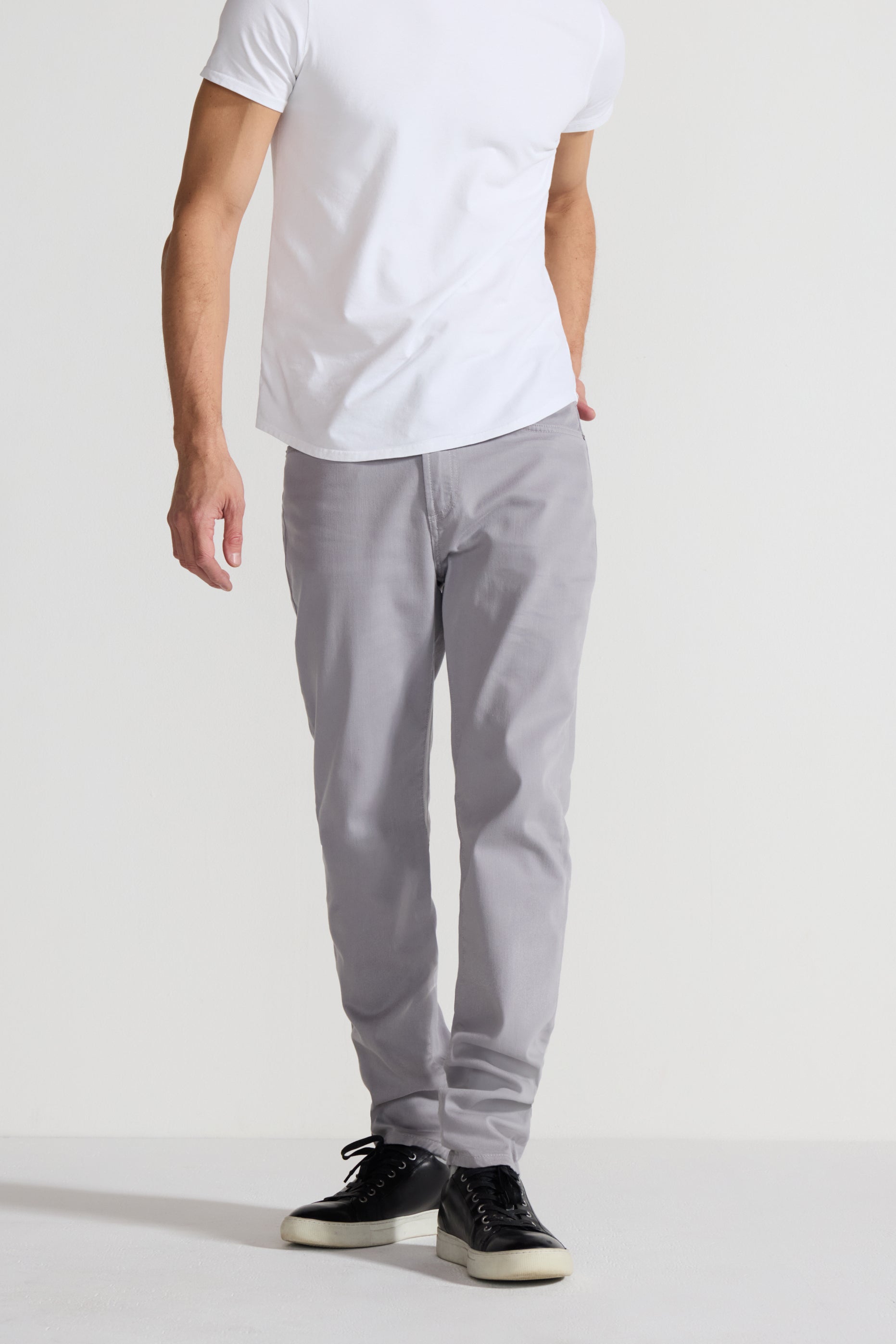 Slim Fit Stretch Twill Pant – Light Grey-Light Grey-28-MONFRÈRE-Levy's Clothier