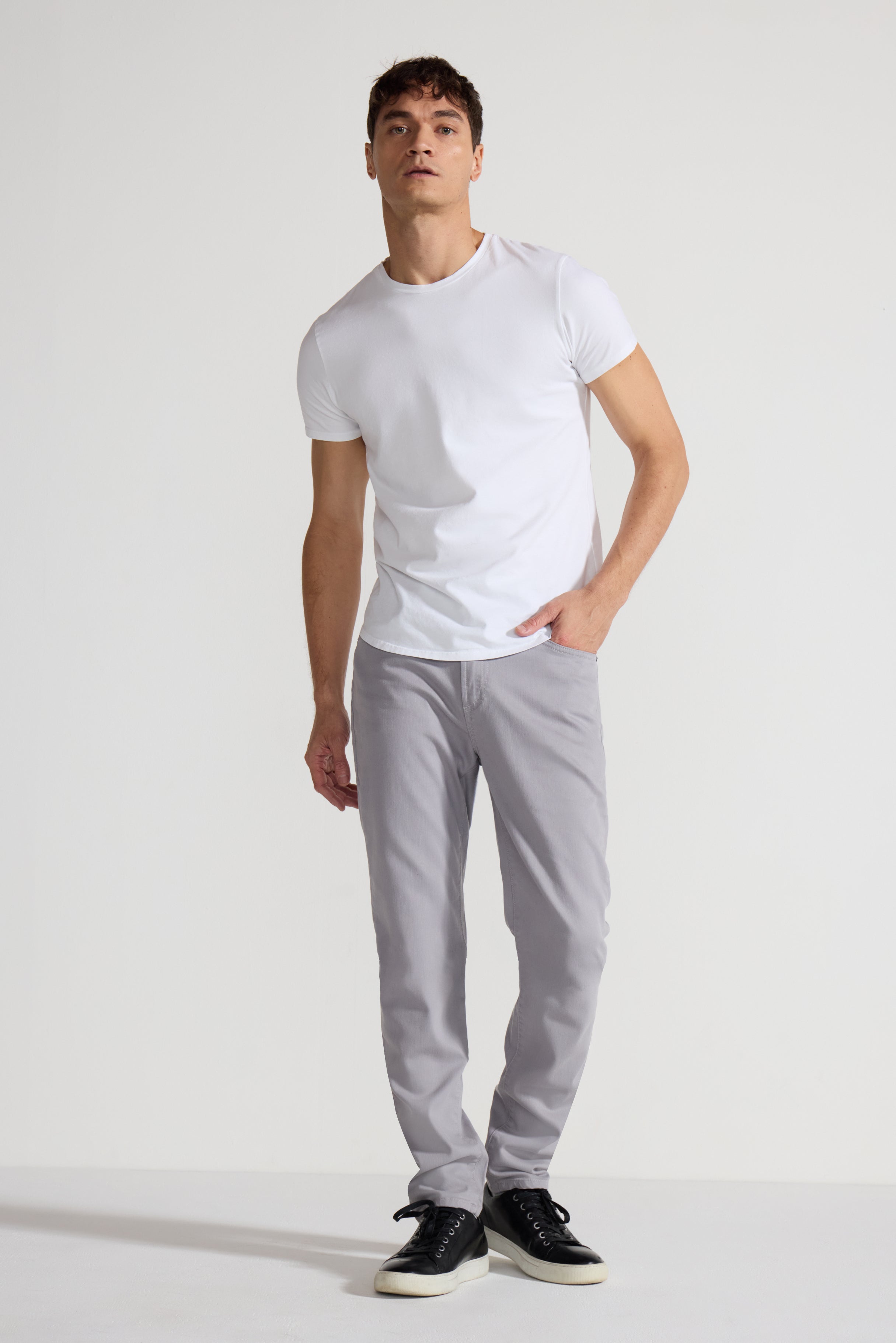 Slim Fit Stretch Twill Pant – Light Grey-Light Grey-28-MONFRÈRE-Levy's Clothier