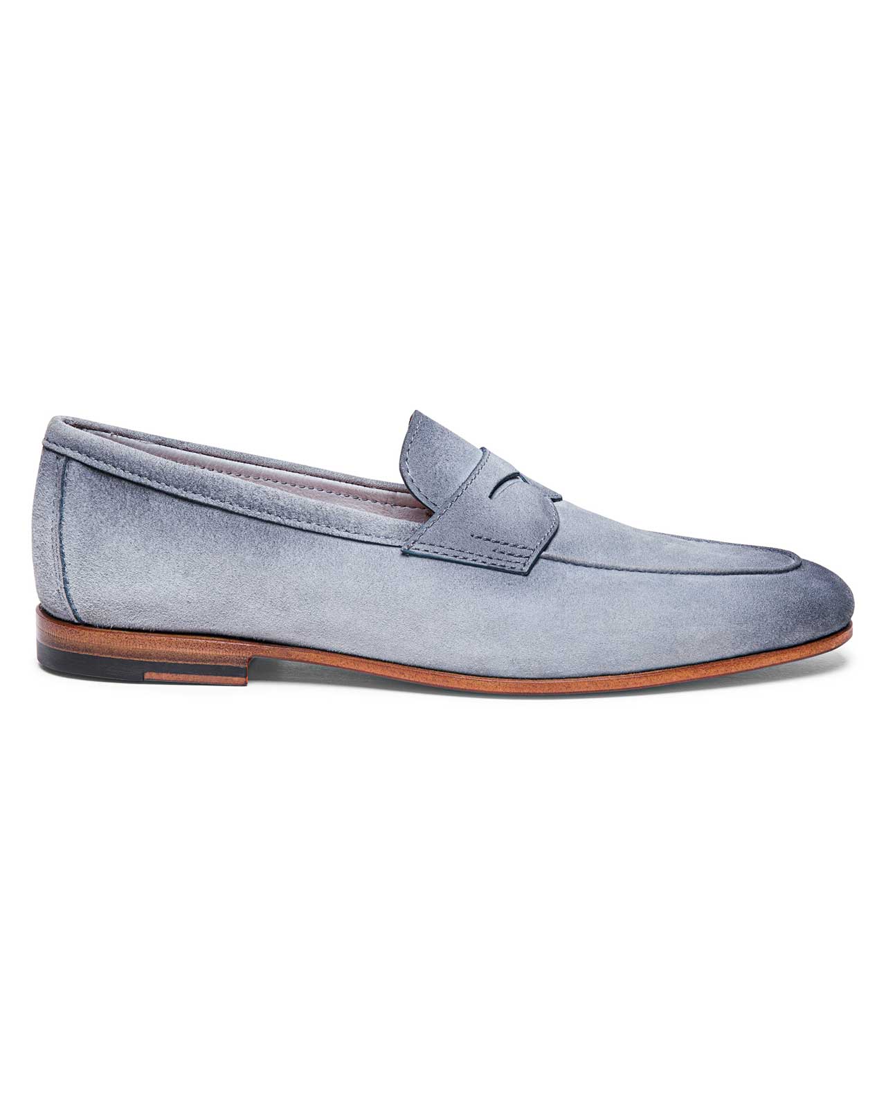Carlos Penny Loafer-7 M-Light Grey-Santoni-Levy's Clothier