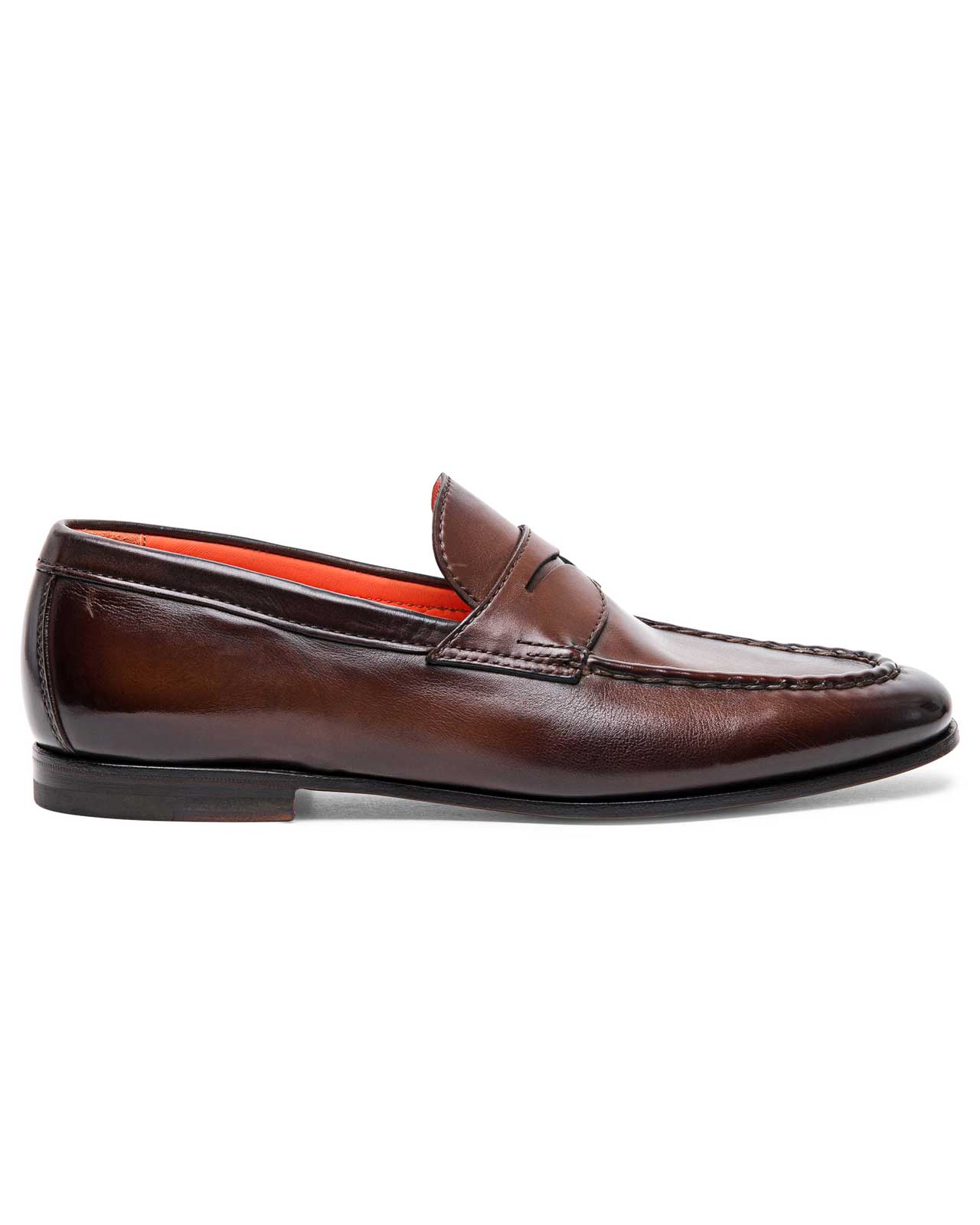 Door Penny Loafer-7 M-Dark Brown-Santoni-Levy's Clothier