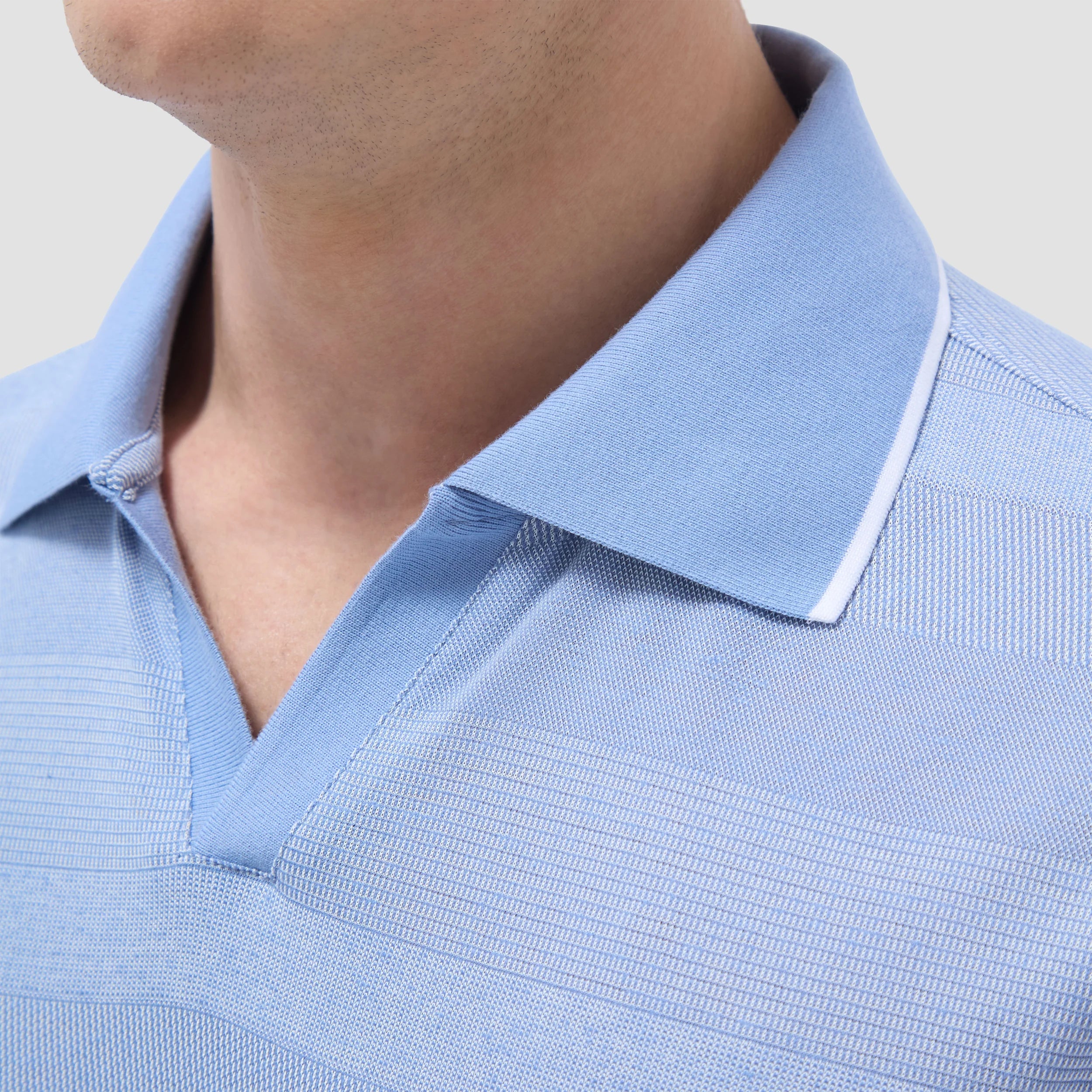 Mixed Media Johnny Collar Polo Shirt