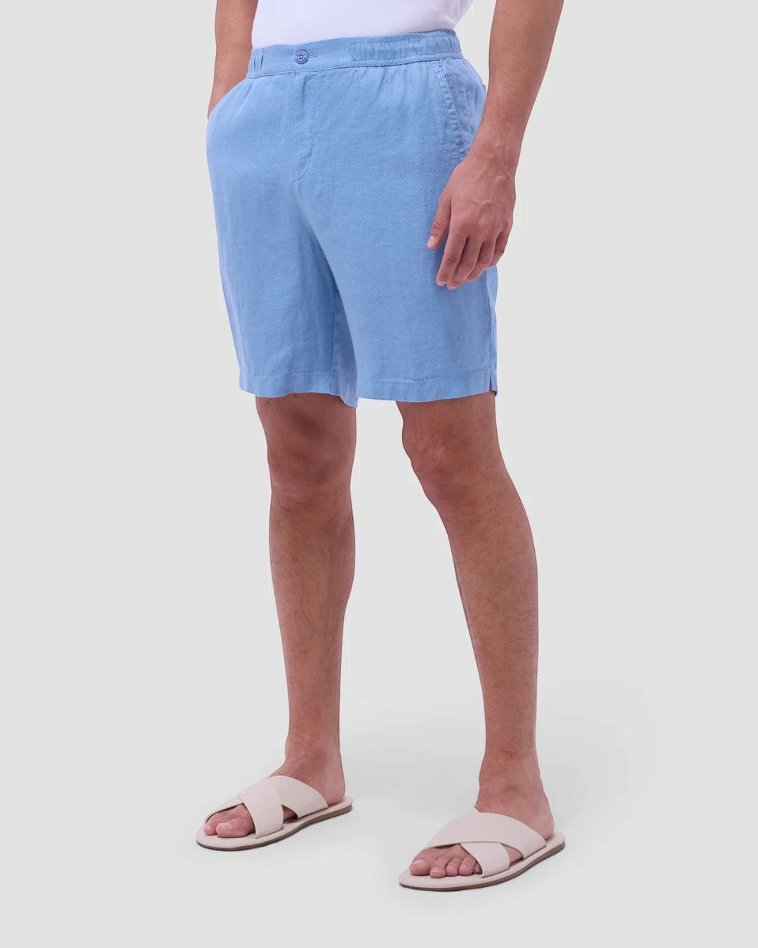 Linen Drawstring Shorts-S-WHITE-BUGATCHI-Levy's Clothier