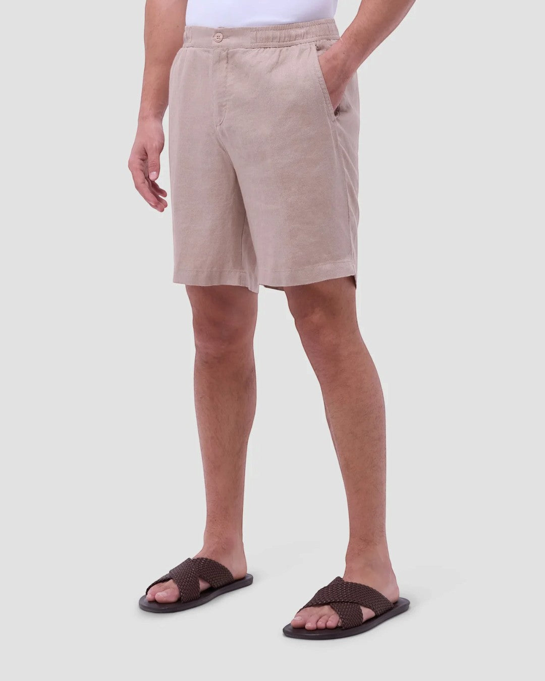 Linen Drawstring Shorts-S-WHITE-BUGATCHI-Levy's Clothier