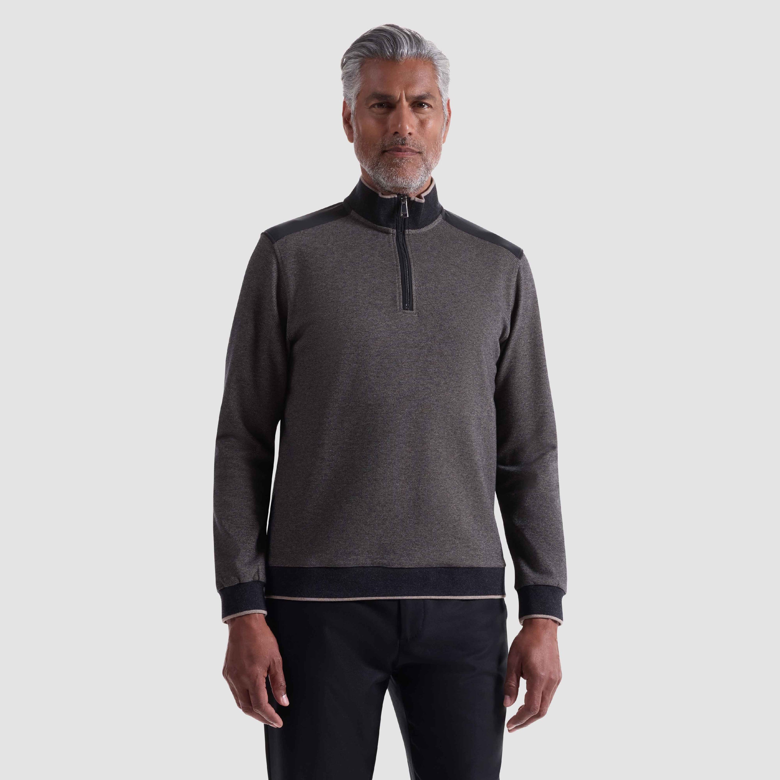 Diagonal Stripe Melange Quarter Zip