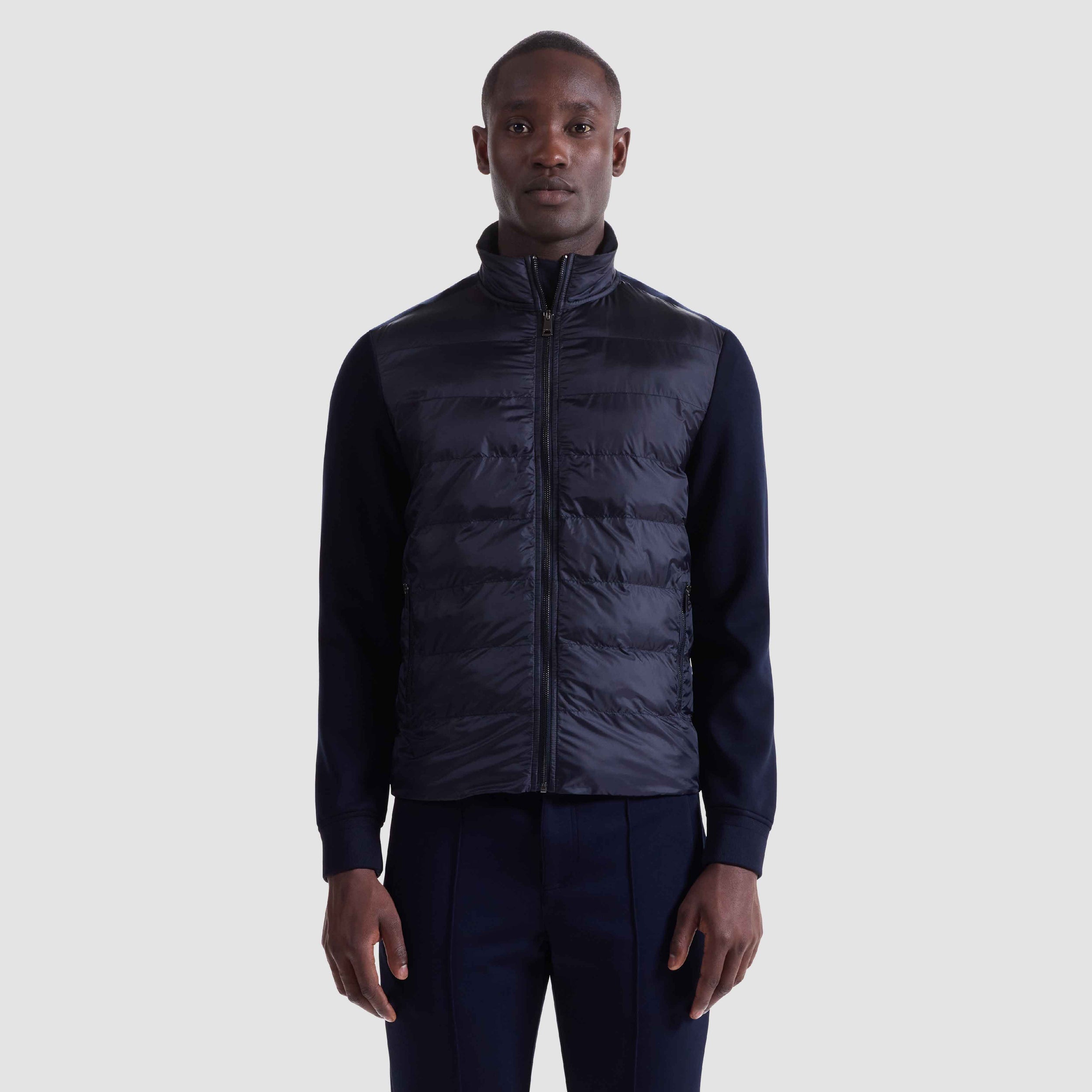 Soft Touch™ Quilted Front Performance Knit Jacket - Navy
