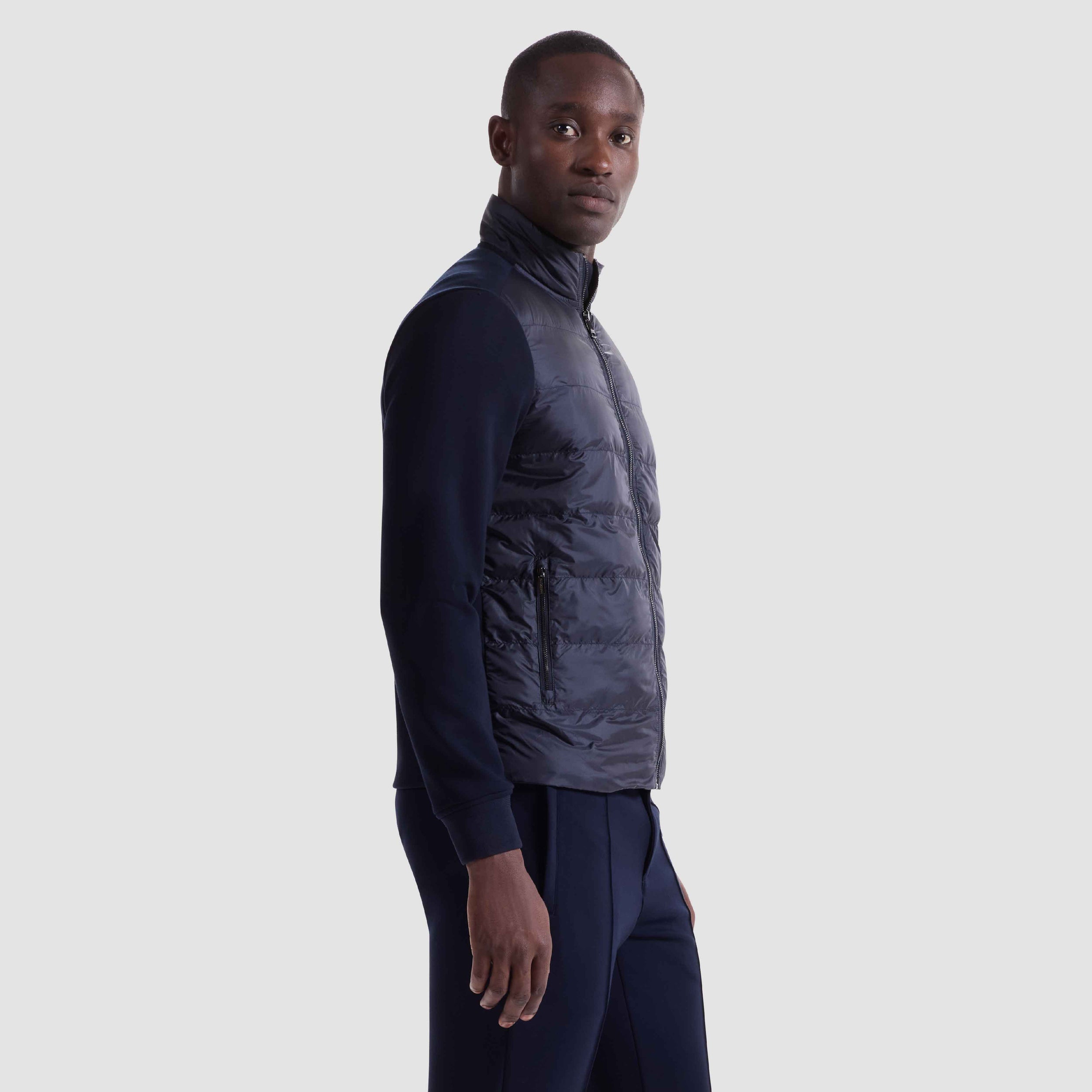 Soft Touch™ Quilted Front Performance Knit Jacket - Navy