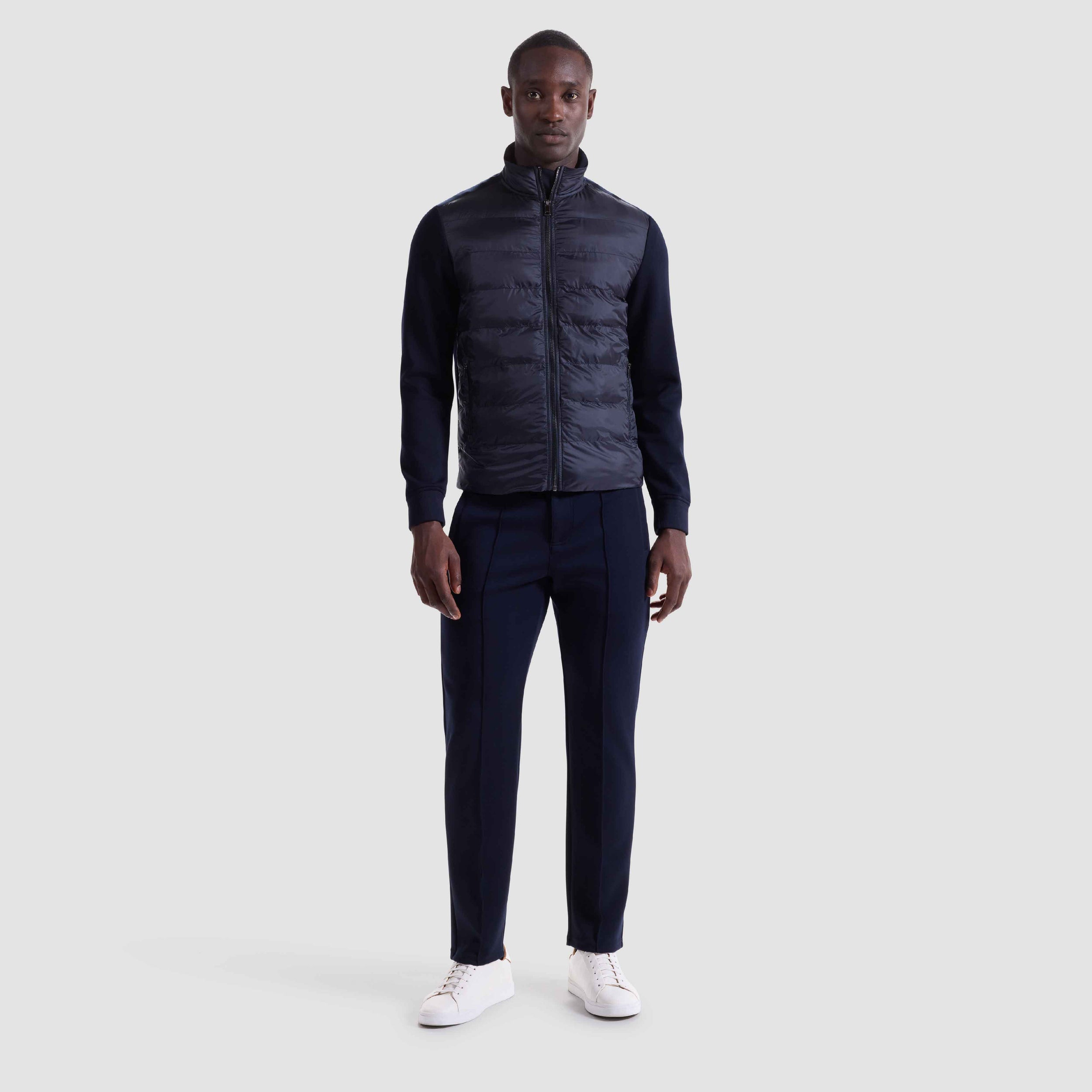 Soft Touch™ Quilted Front Performance Knit Jacket - Navy