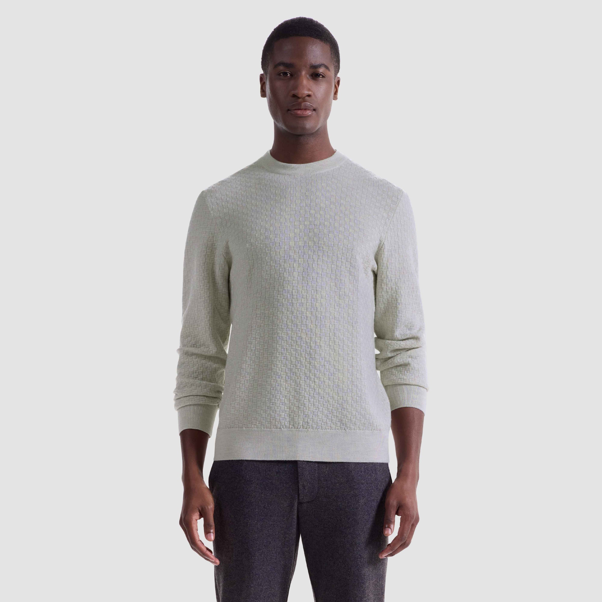 Basketweave Crewneck Sweater - Sand