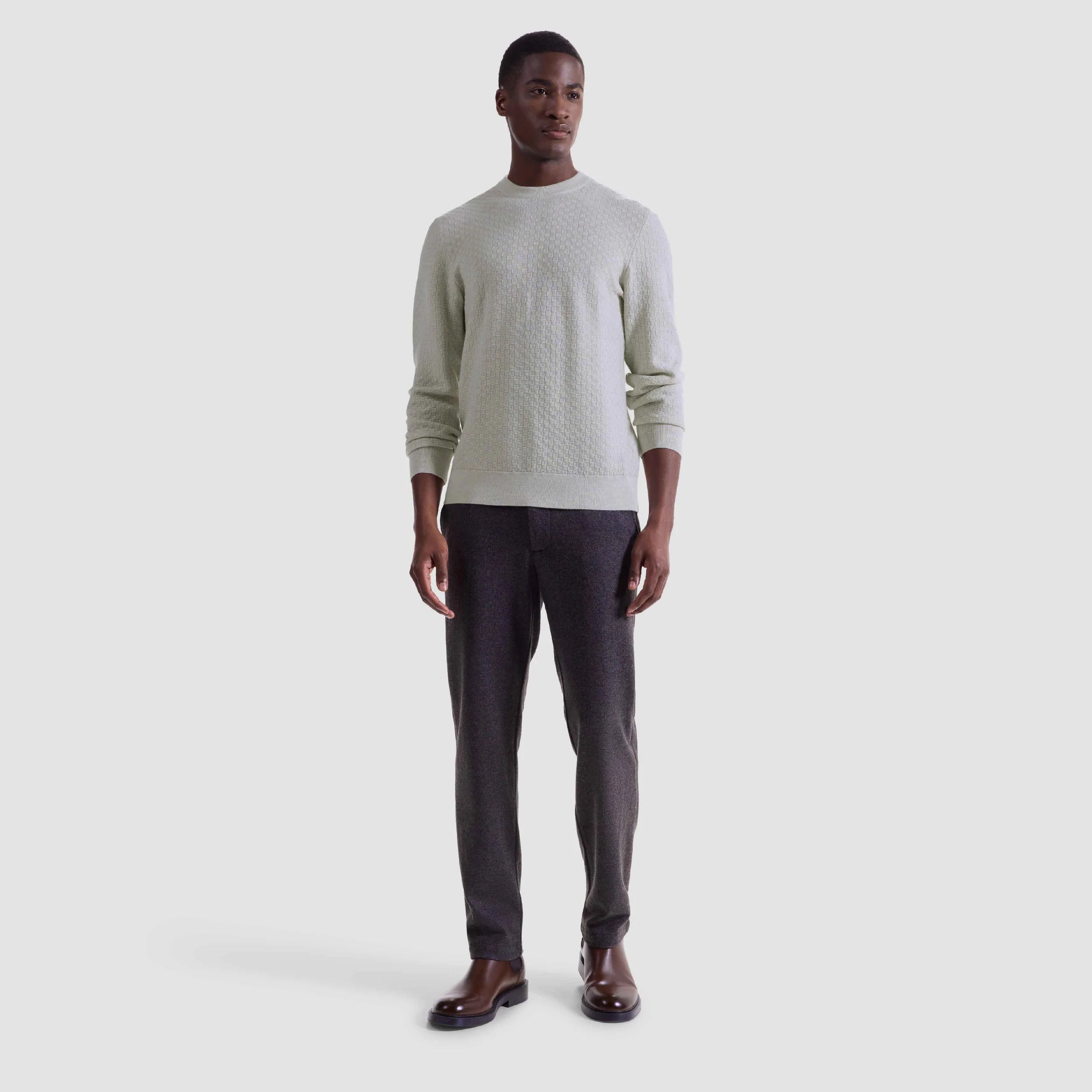 Basketweave Crewneck Sweater - Sand