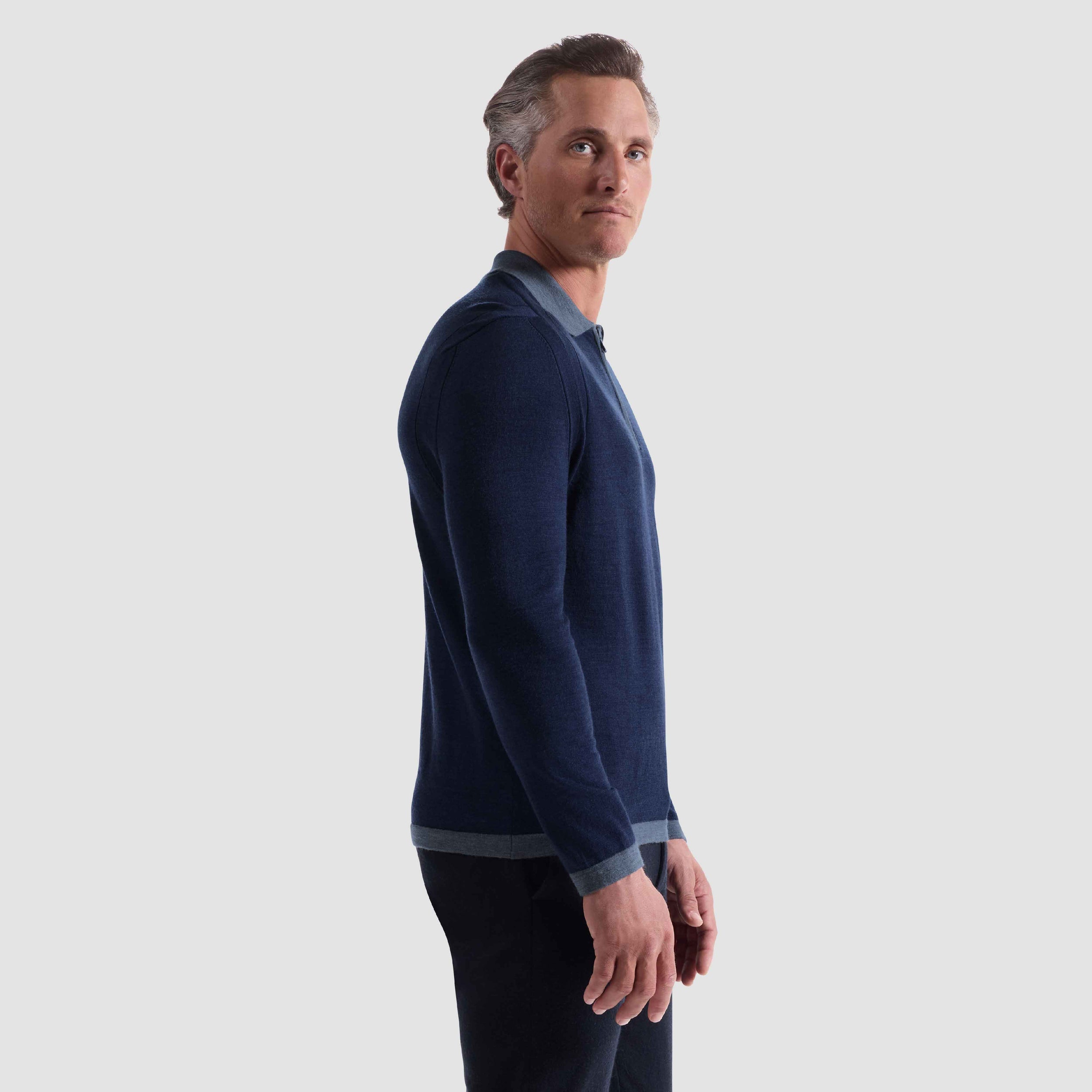 Melange Quarter Zip Polo Sweater