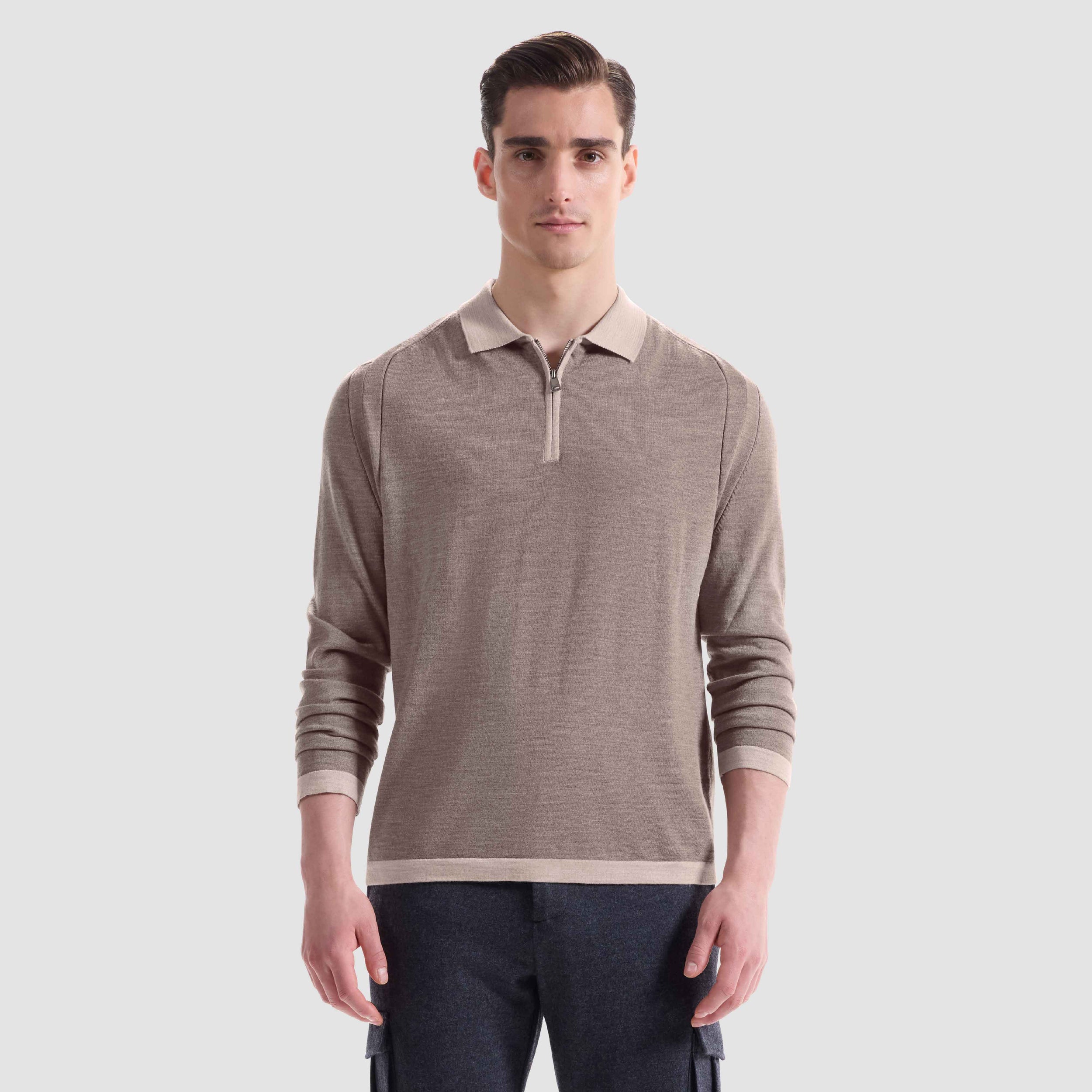 Melange Quarter Zip Polo Sweater