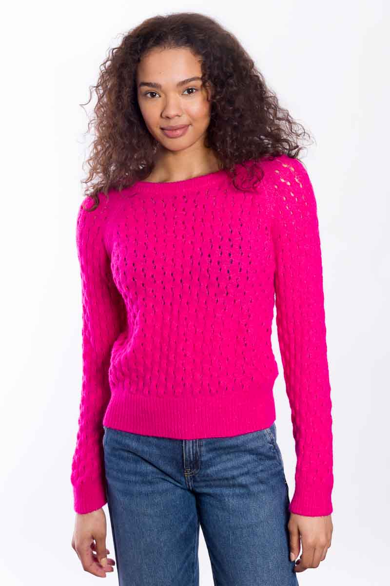 LOFTY BOBBLE RAGLAN CREW - CERISE